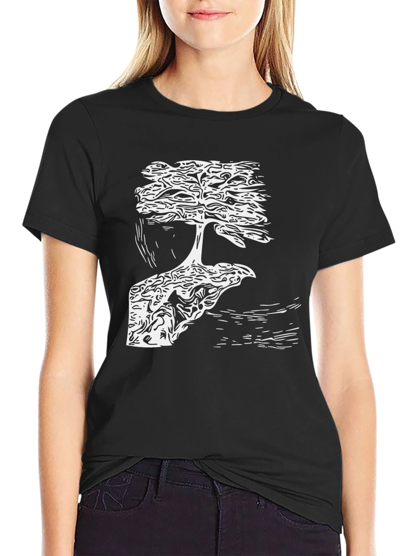 Bonsai Tree Graphic Tee - Black Cotton Blend
