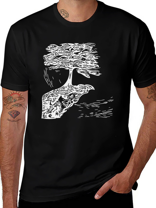 Bonsai Tree Graphic Tee - Black Cotton Blend