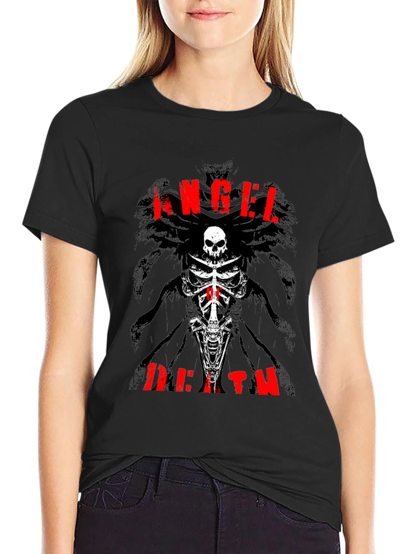 Angel Death Graphic T-Shirt - Skull & Bones Design