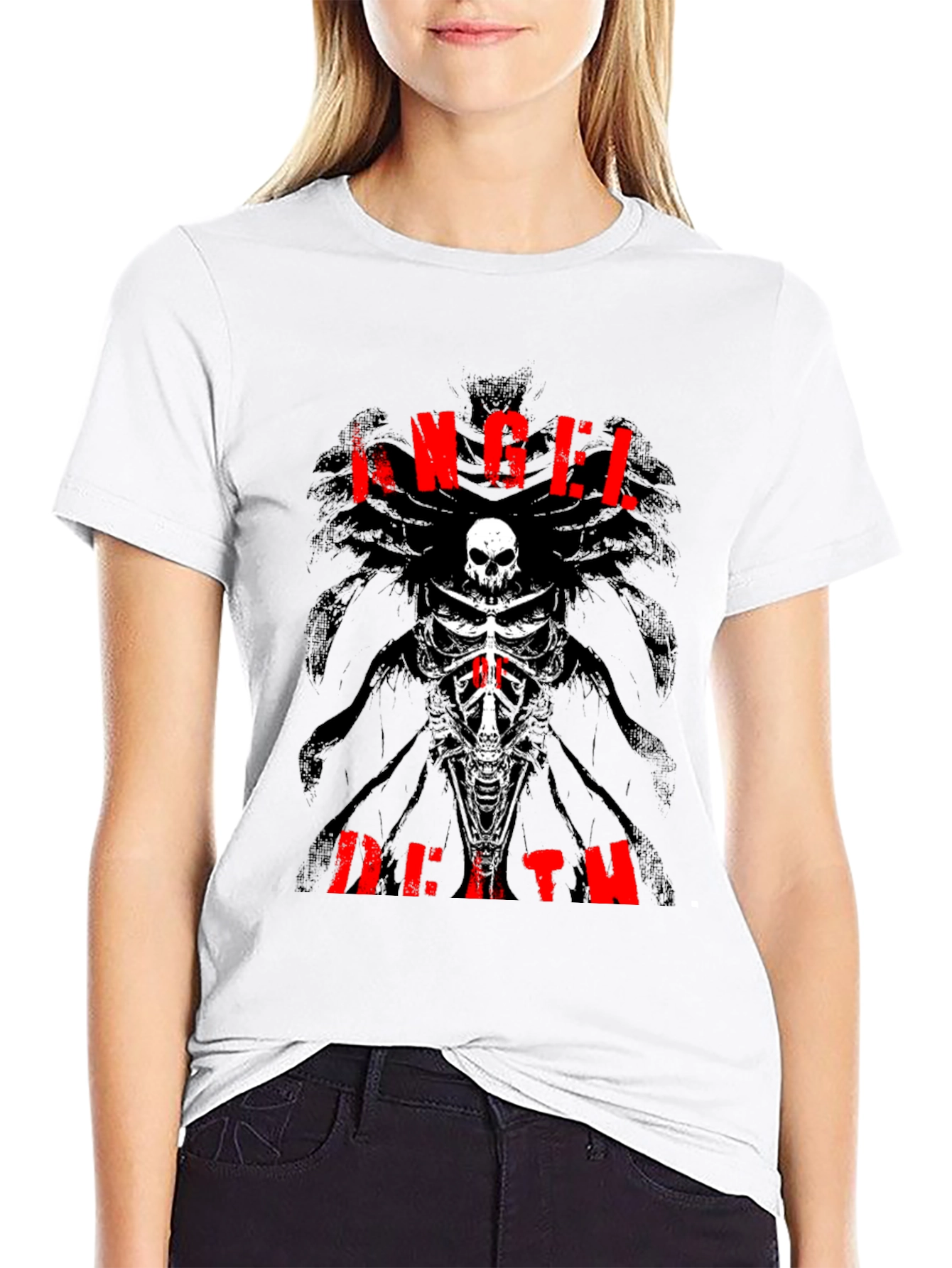 Angel Death Graphic T-Shirt - Skull & Bones Design
