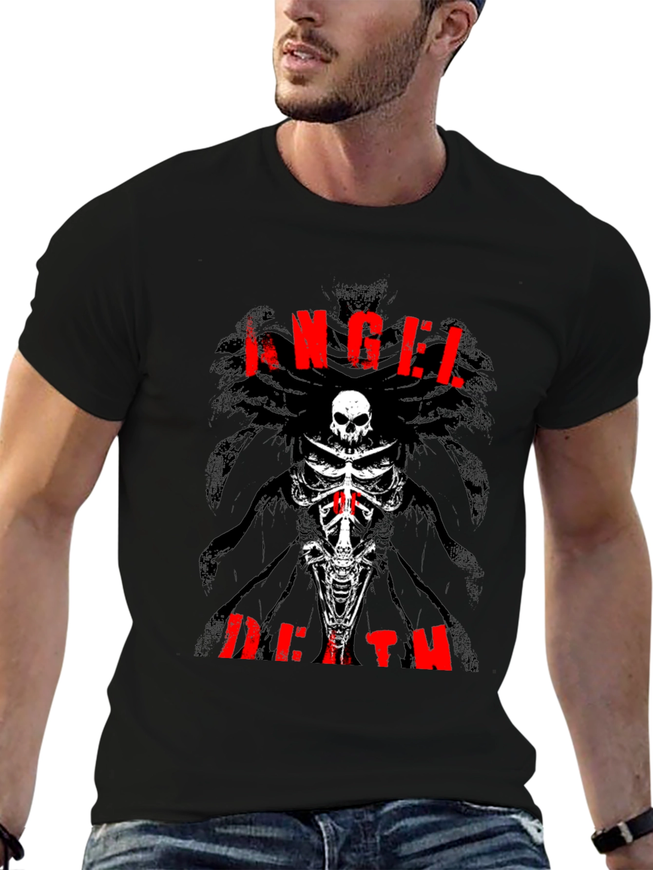 Angel Death Graphic T-Shirt - Skull & Bones Design