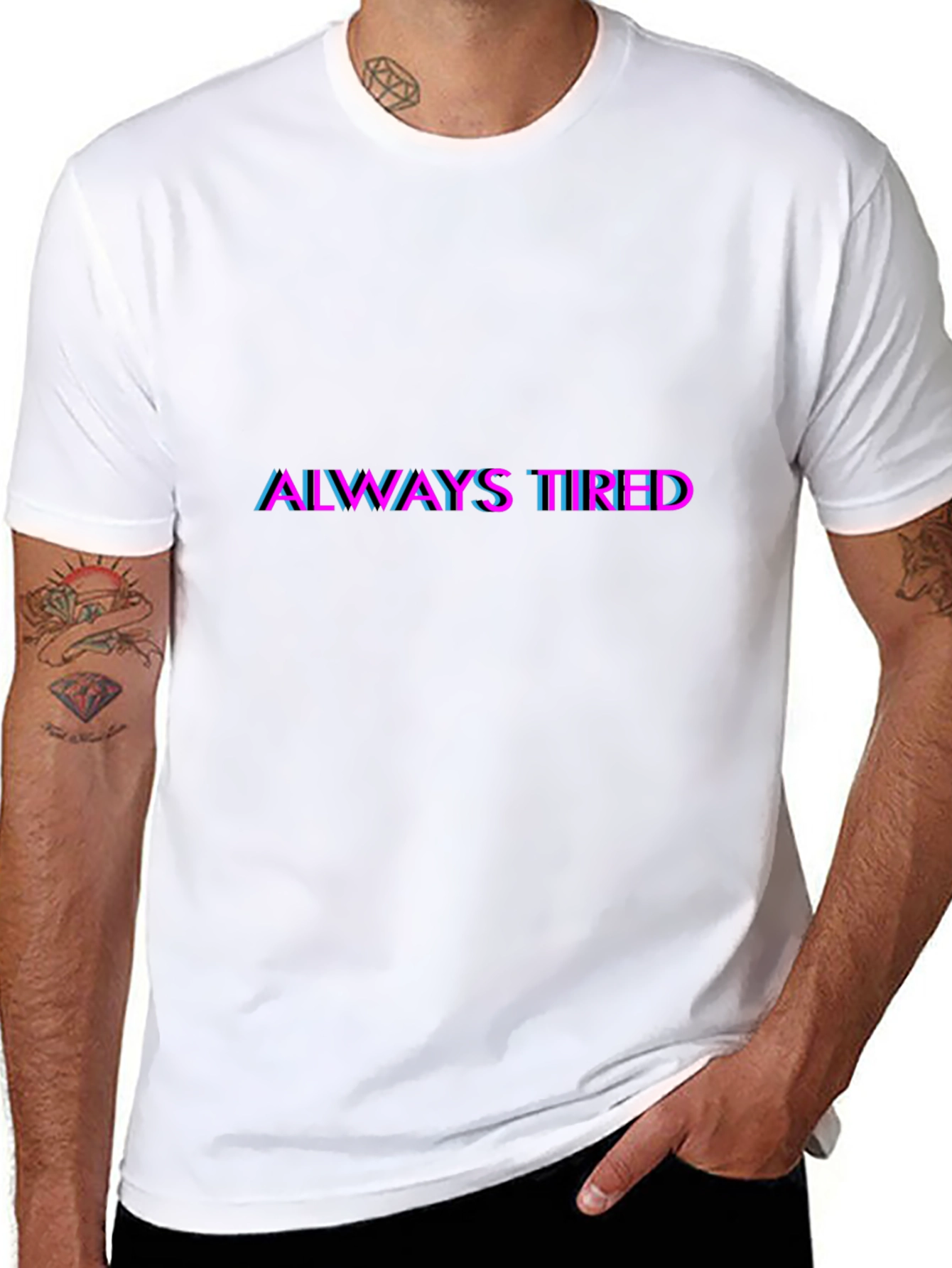 Always Tired Graphic Tee - Black Cotton Blend Shirt