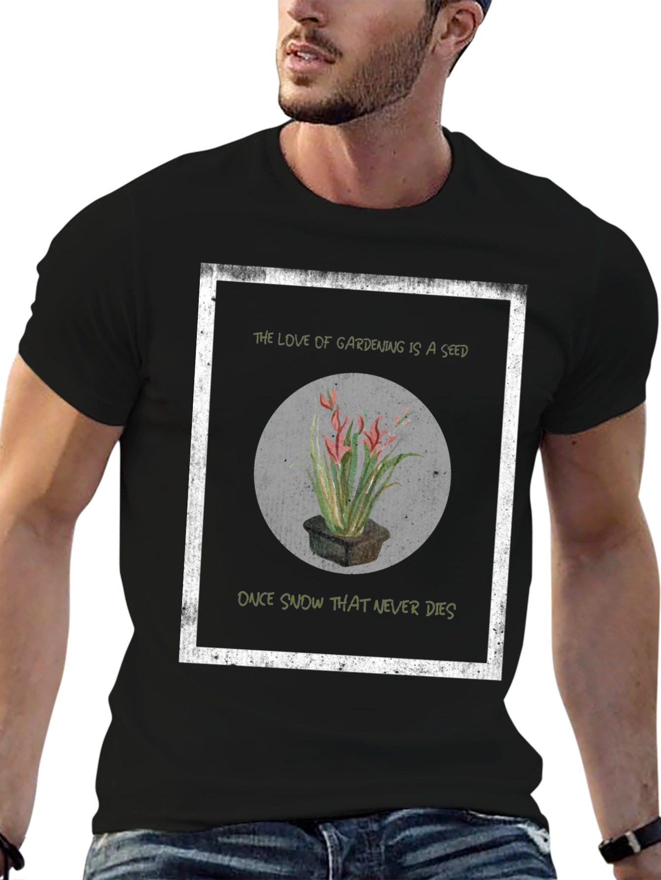 Gardening Seed Black Graphic T-Shirt