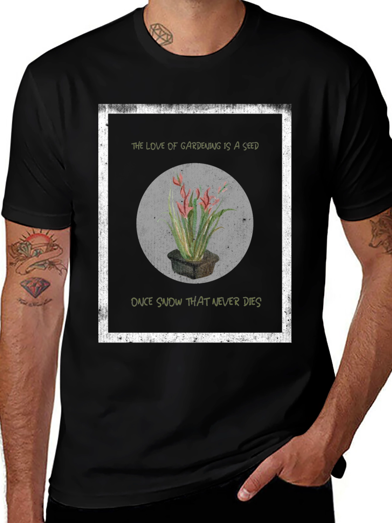 Gardening Seed Black Graphic T-Shirt
