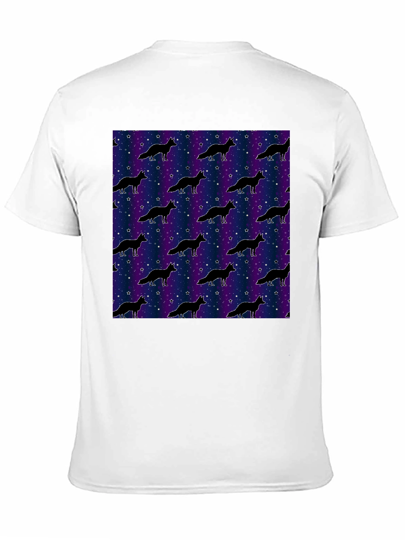 Galaxy Fox Pattern Black T-Shirt