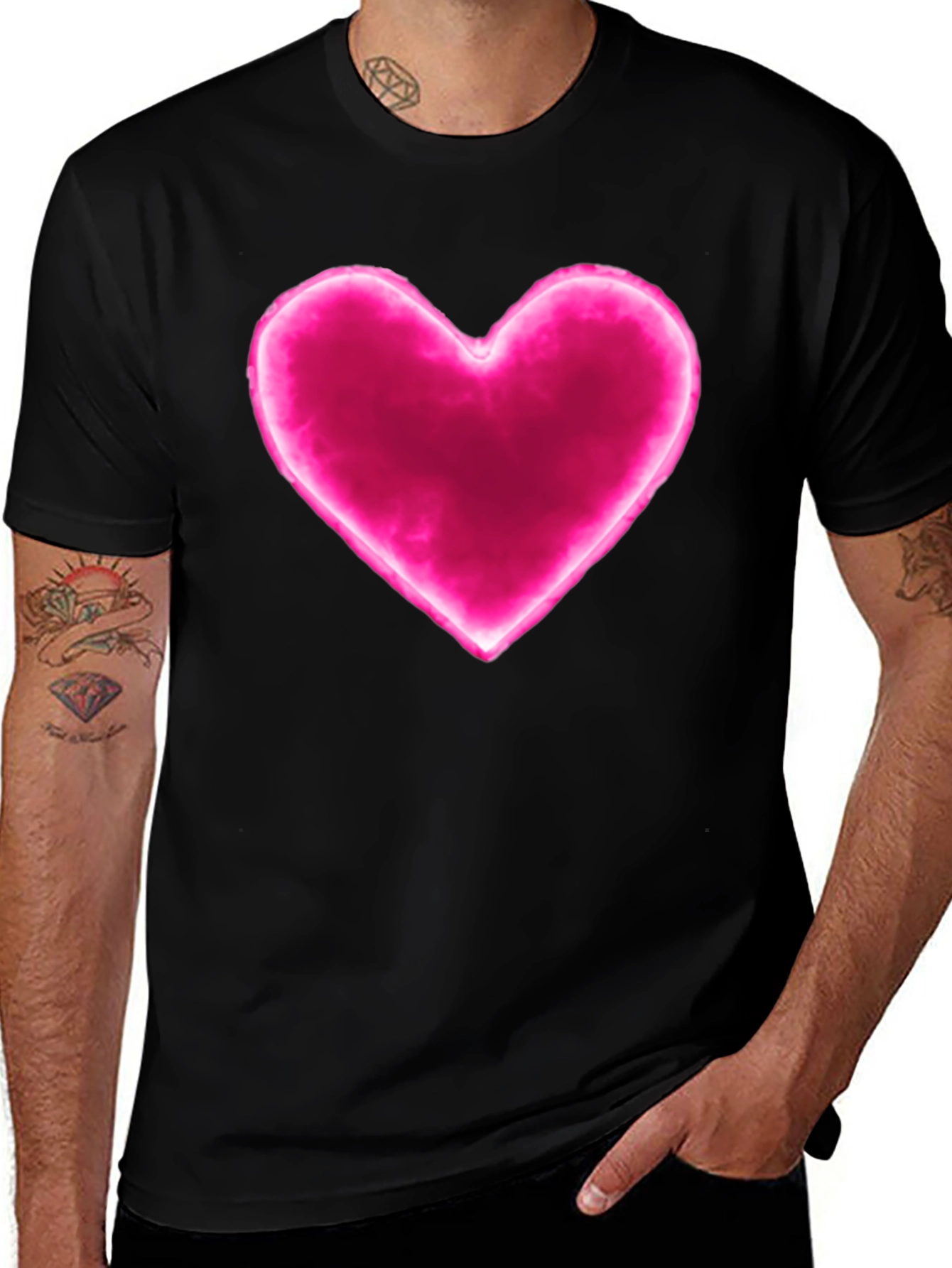 Heart Graphic Black Tee - Modern Love T-Shirt