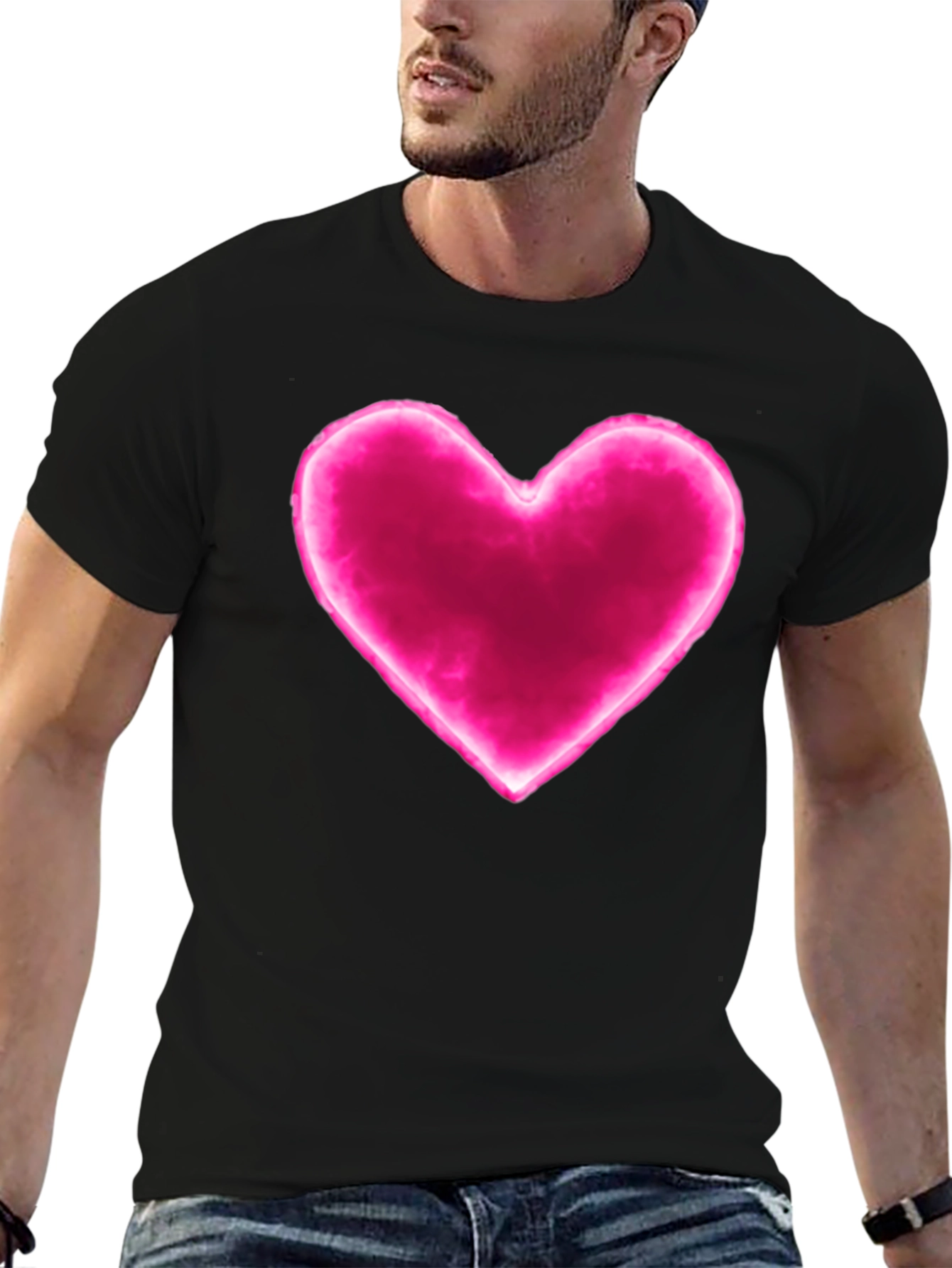 Heart Graphic Black Tee - Modern Love T-Shirt