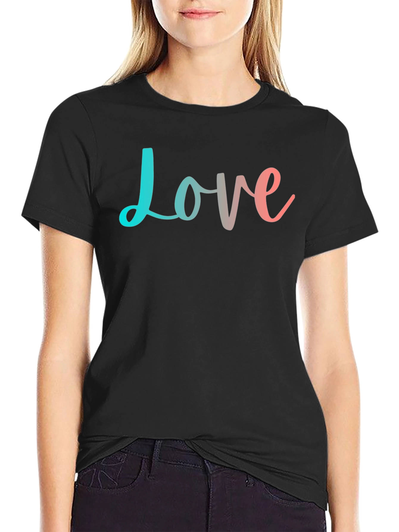 Love T-Shirt - Trendy Gradient Design - Black