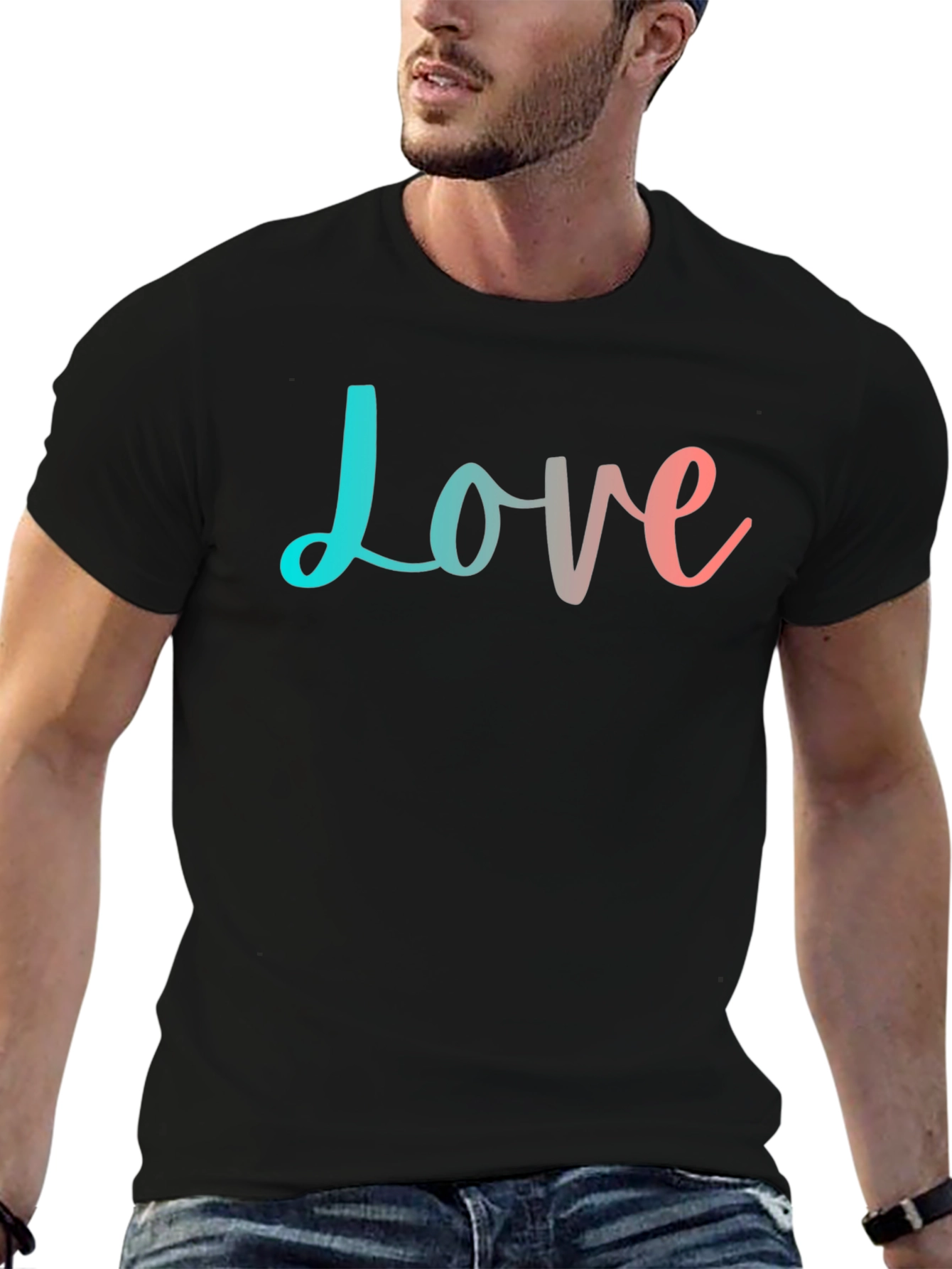 Love T-Shirt - Trendy Gradient Design - Black