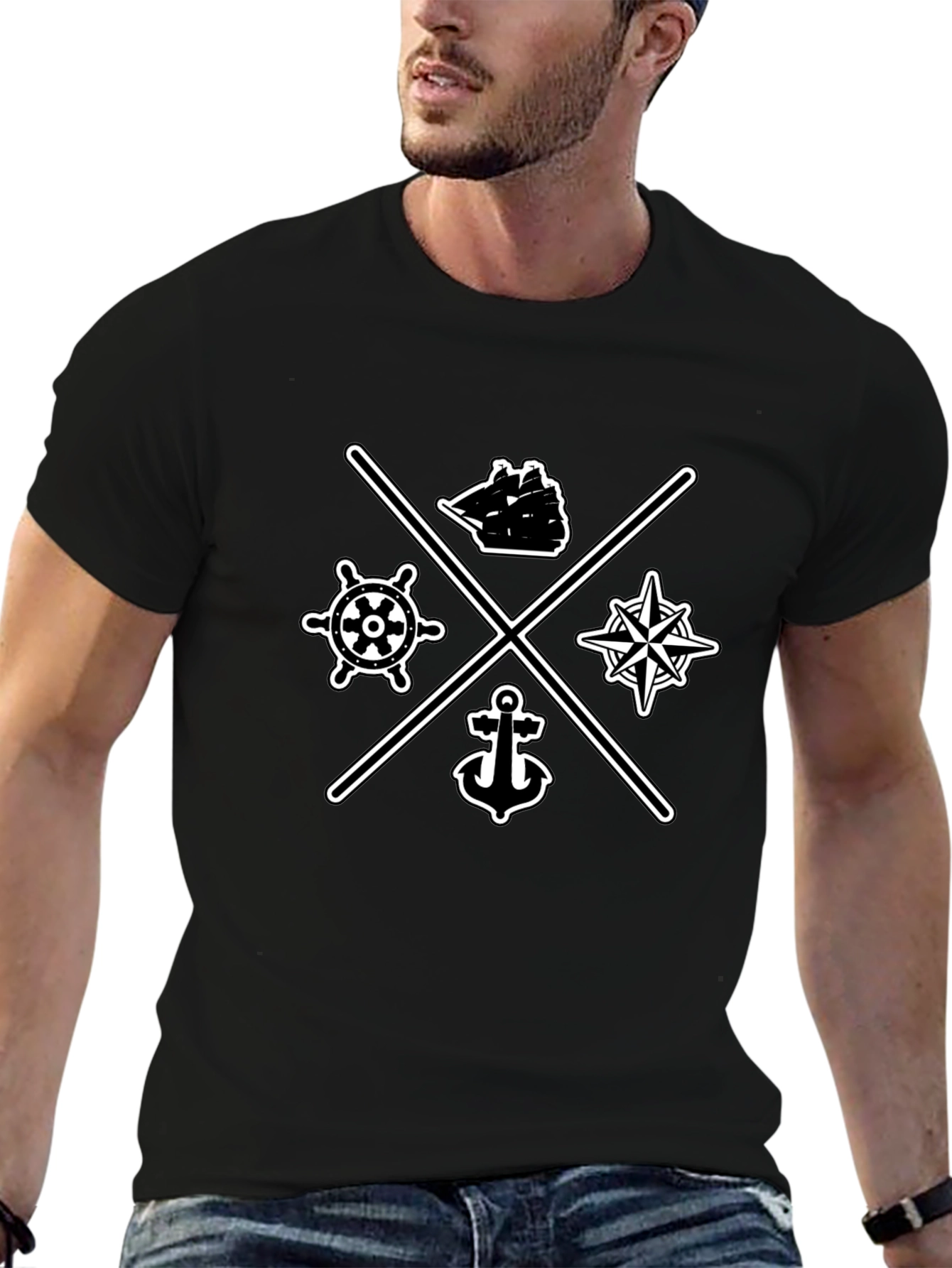 Nautical Compass Ship Wheel Anchor T-Shirt
