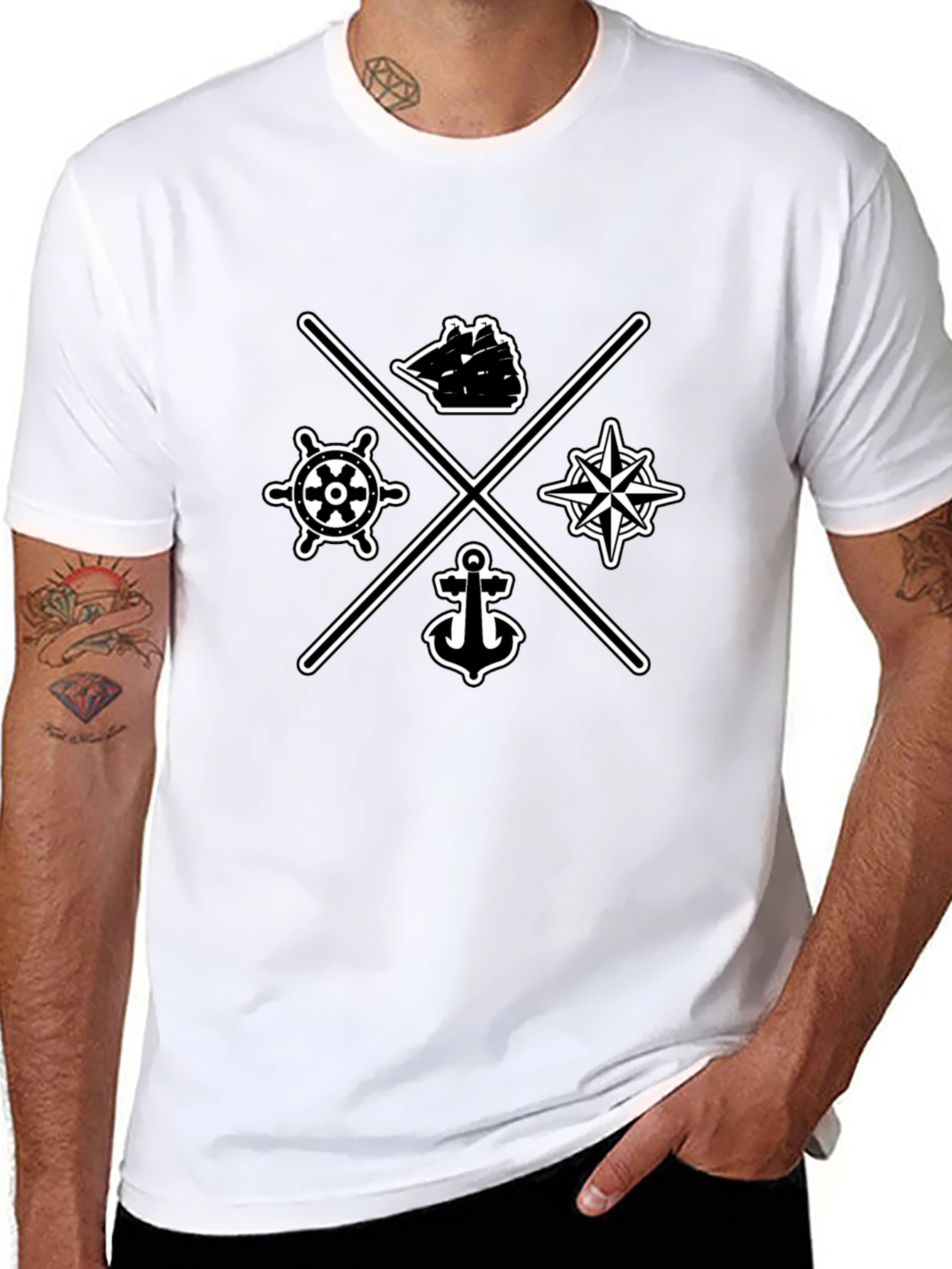 Nautical Compass Ship Wheel Anchor T-Shirt