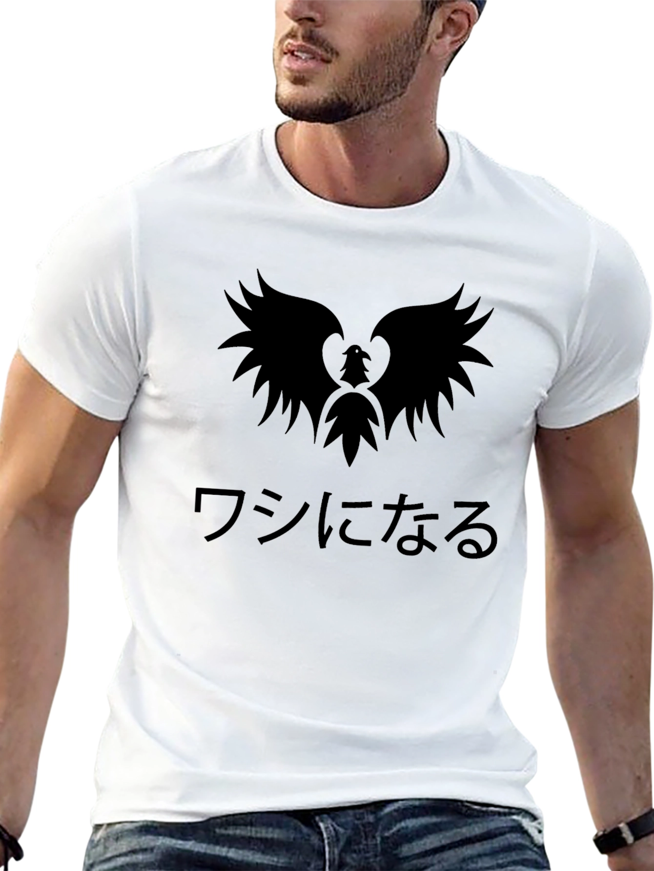Phoenix Graphic Black T-Shirt - Japanese Text