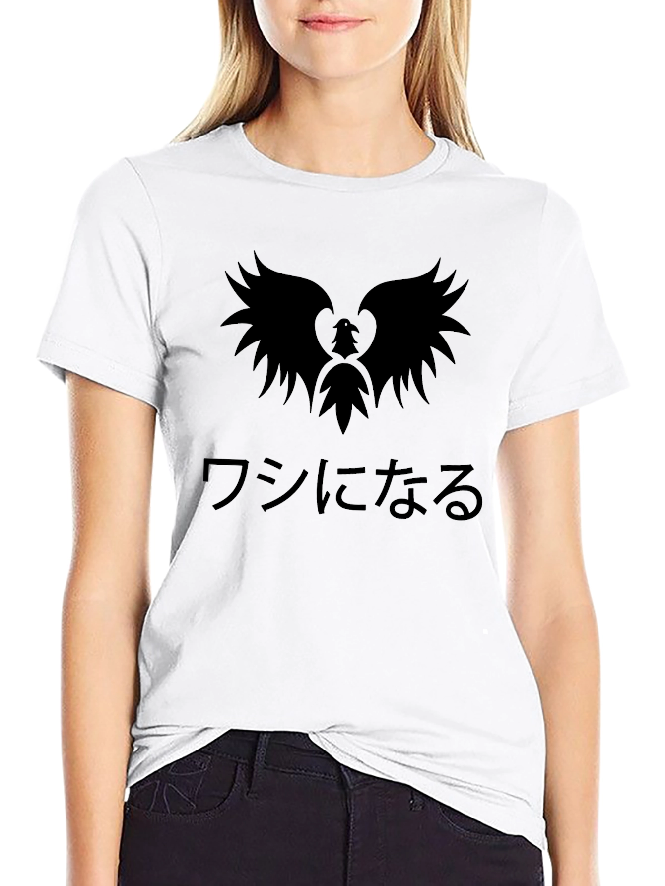 Phoenix Graphic Black T-Shirt - Japanese Text