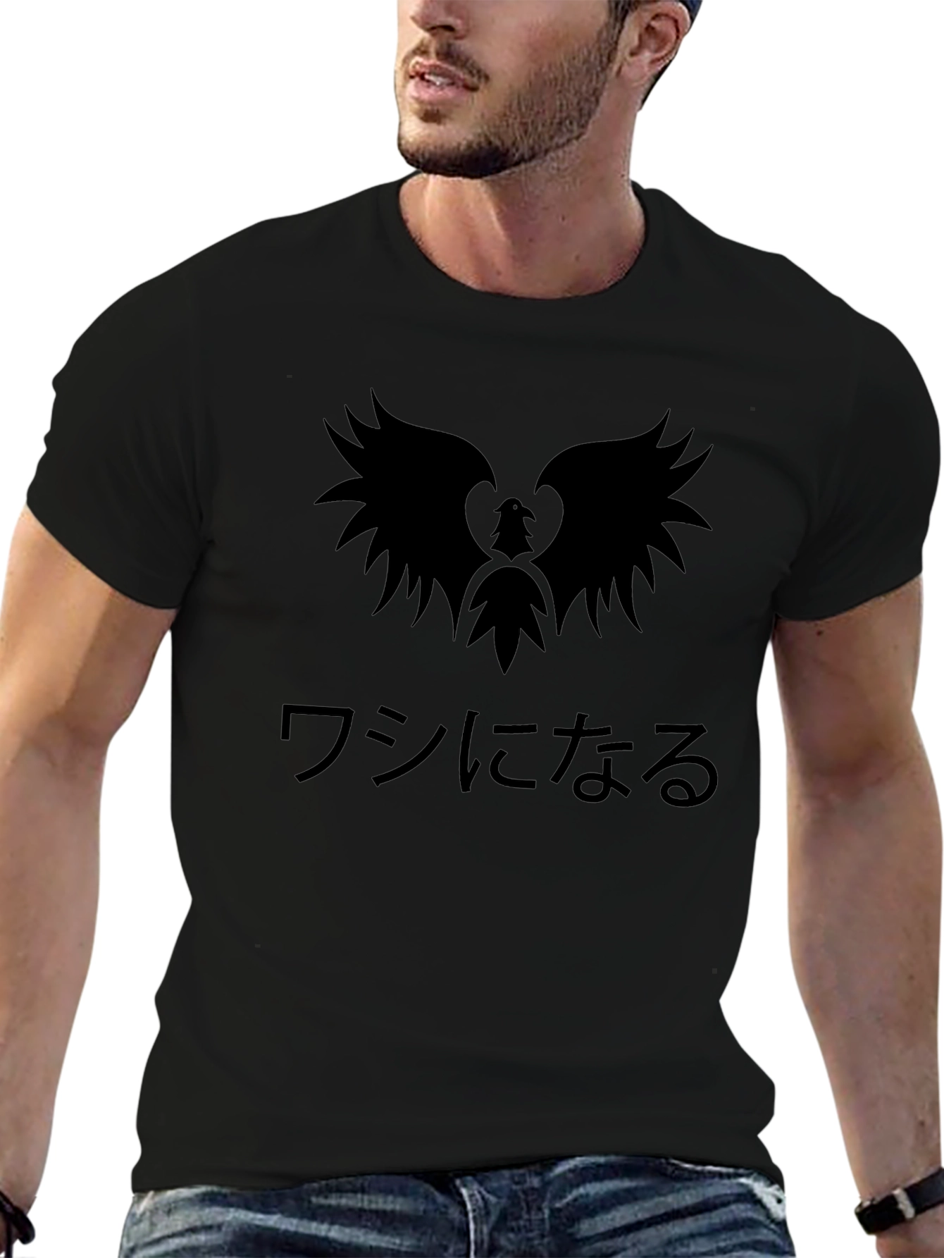 Phoenix Graphic Black T-Shirt - Japanese Text