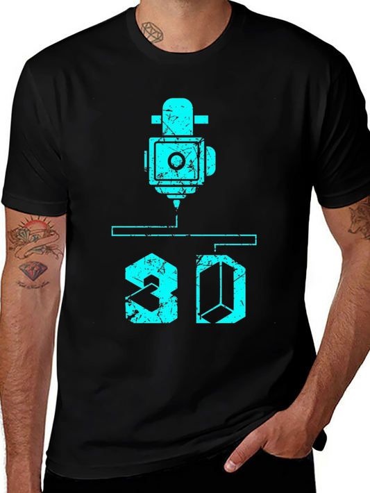 3D Printer T-Shirt: Black Cotton Graphic Tee for Tech Enthusiasts