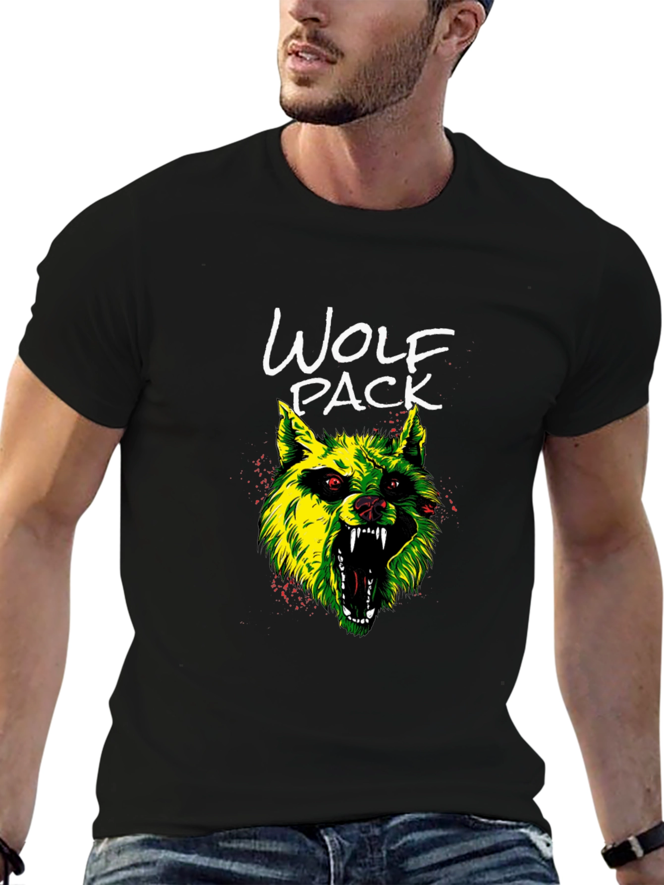 Wolf Pack Graphic Tee - Mens Black T-Shirt