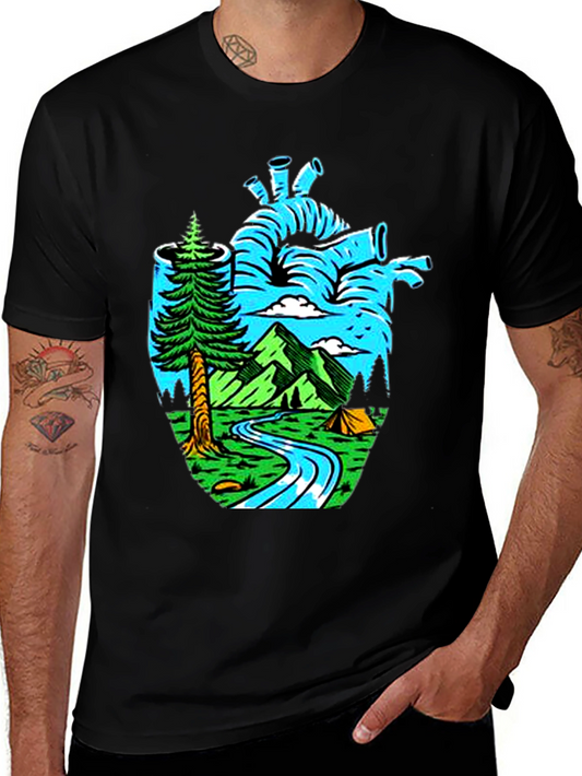 Nature Heart Graphic Tee - Black