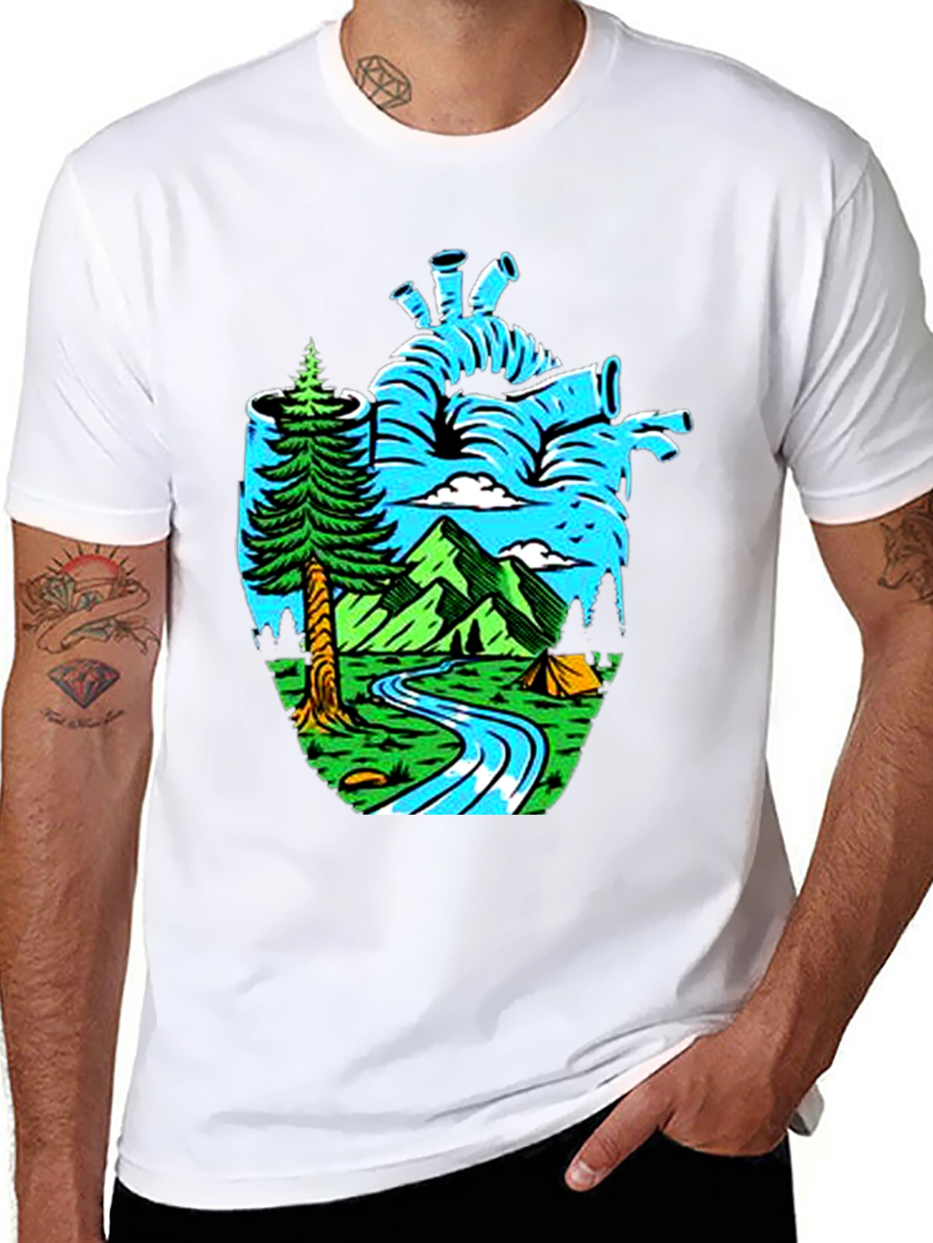 Nature Heart Graphic Tee - Black