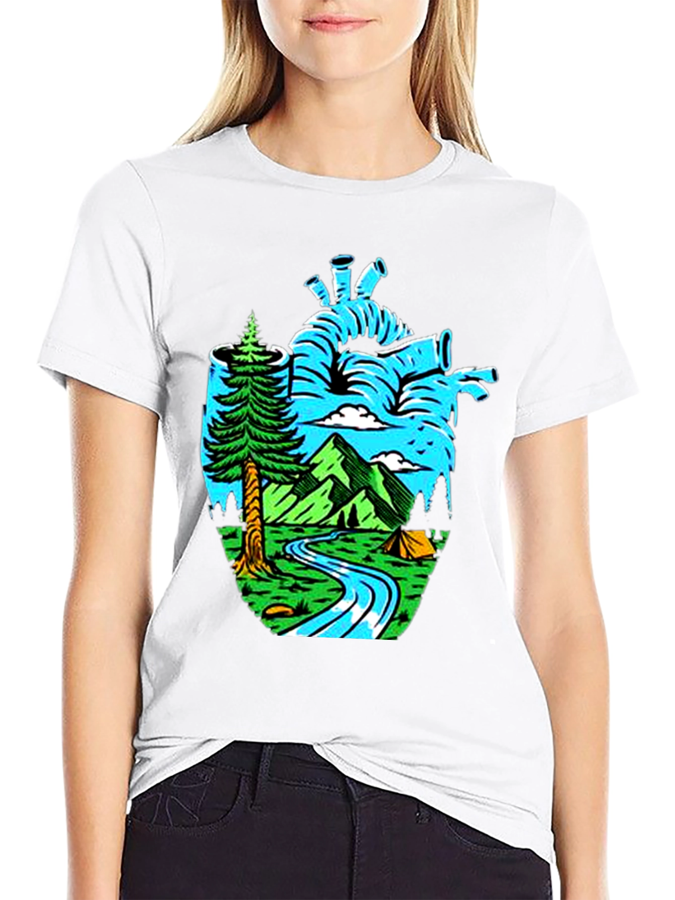 Nature Heart Graphic Tee - Black
