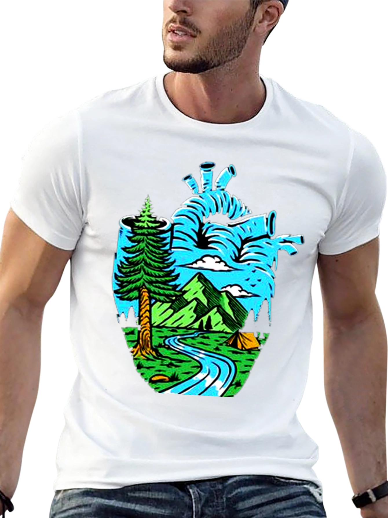 Nature Heart Graphic Tee - Black