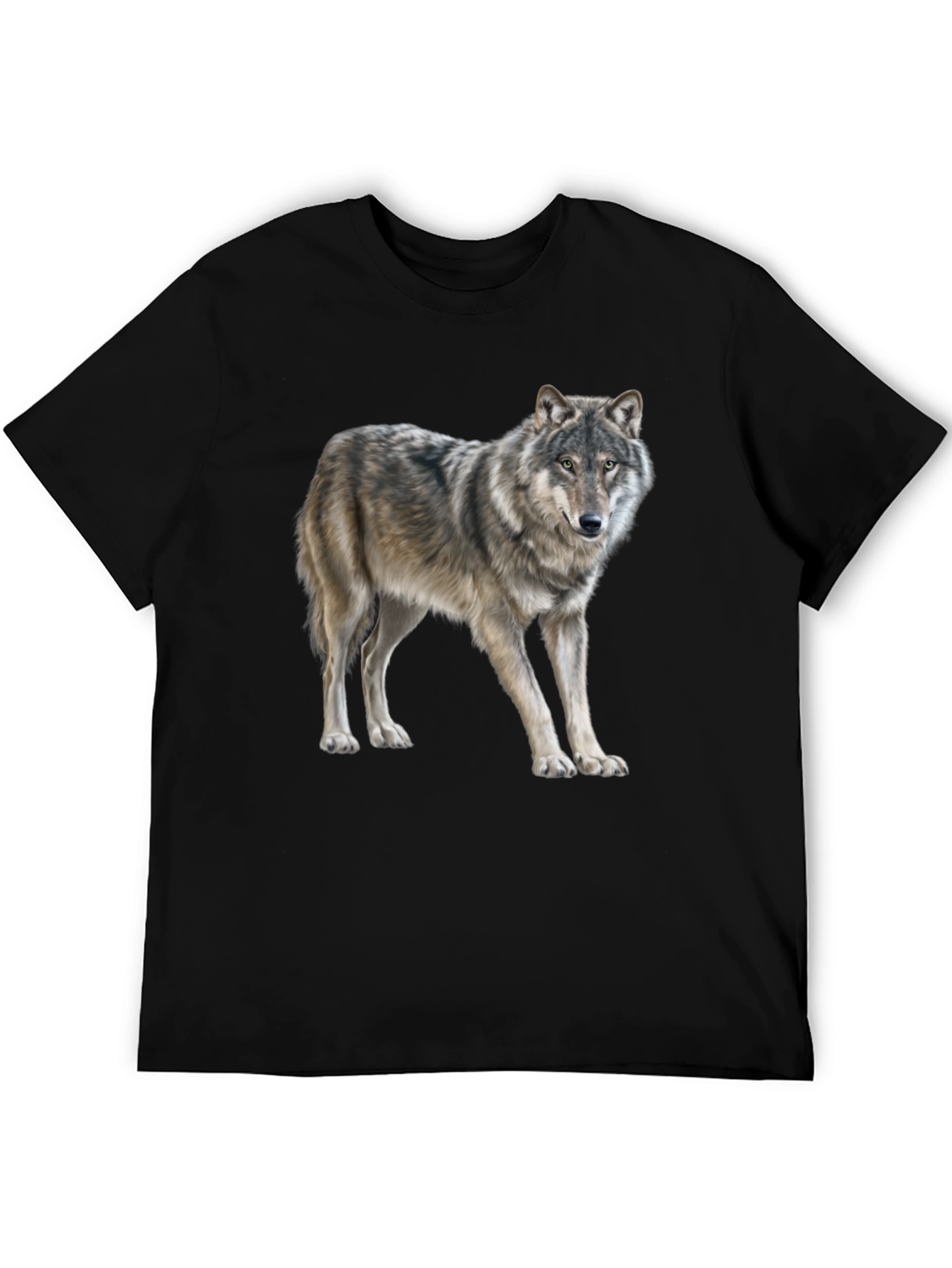 Wolf Graphic Print T-Shirt - Black