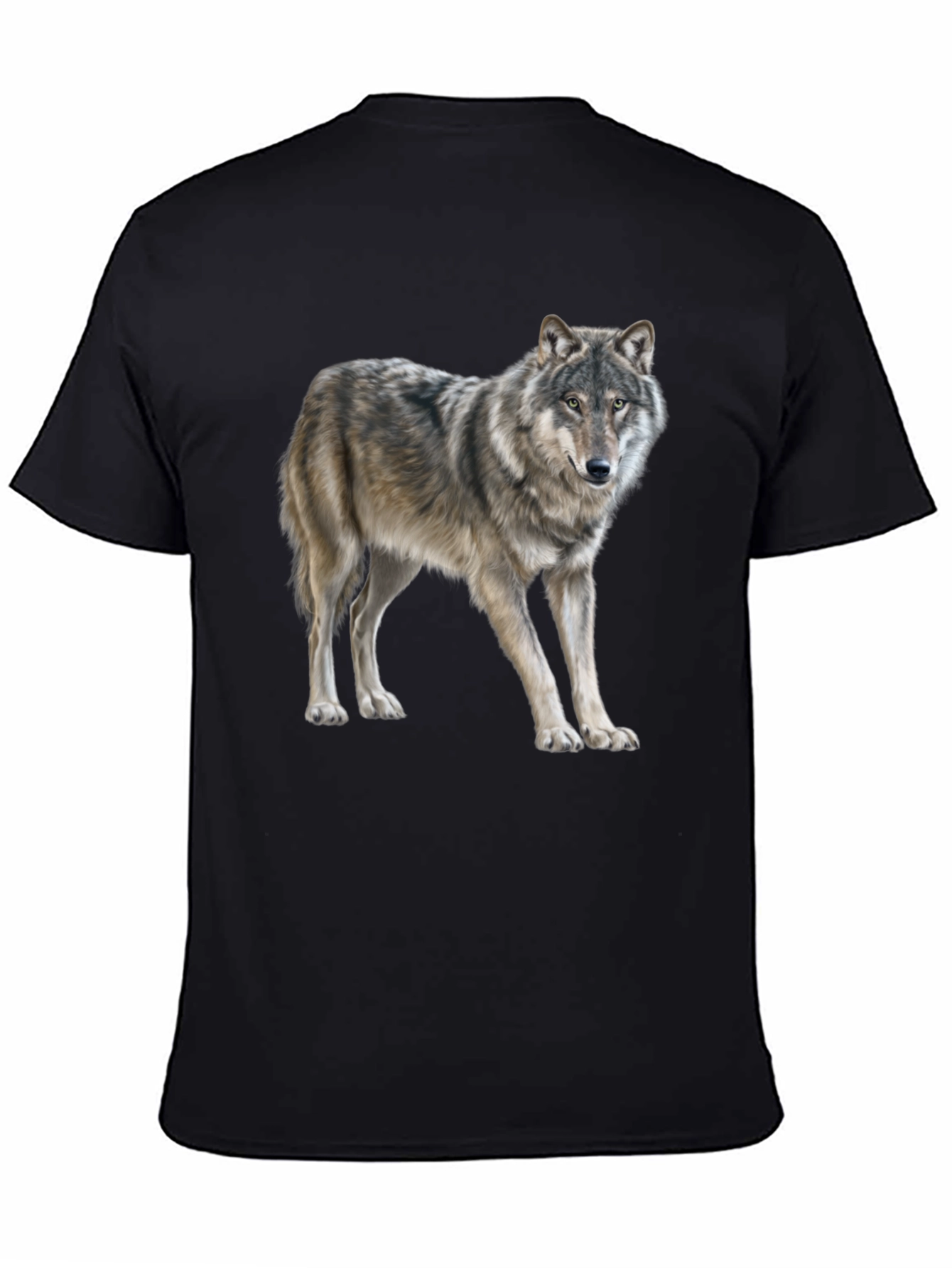 Wolf Graphic Print T-Shirt - Black