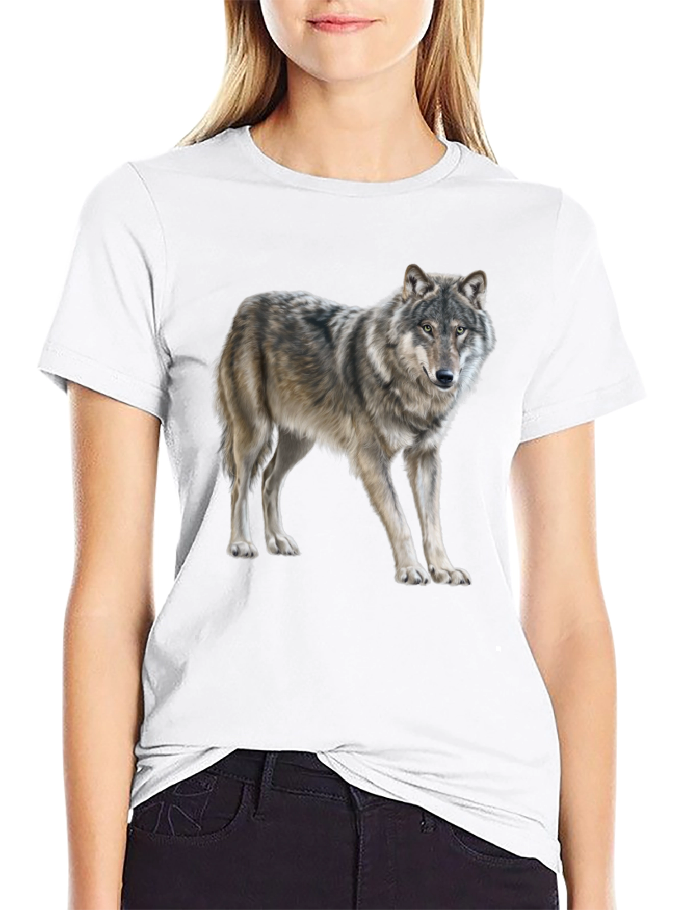 Wolf Graphic Print T-Shirt - Black