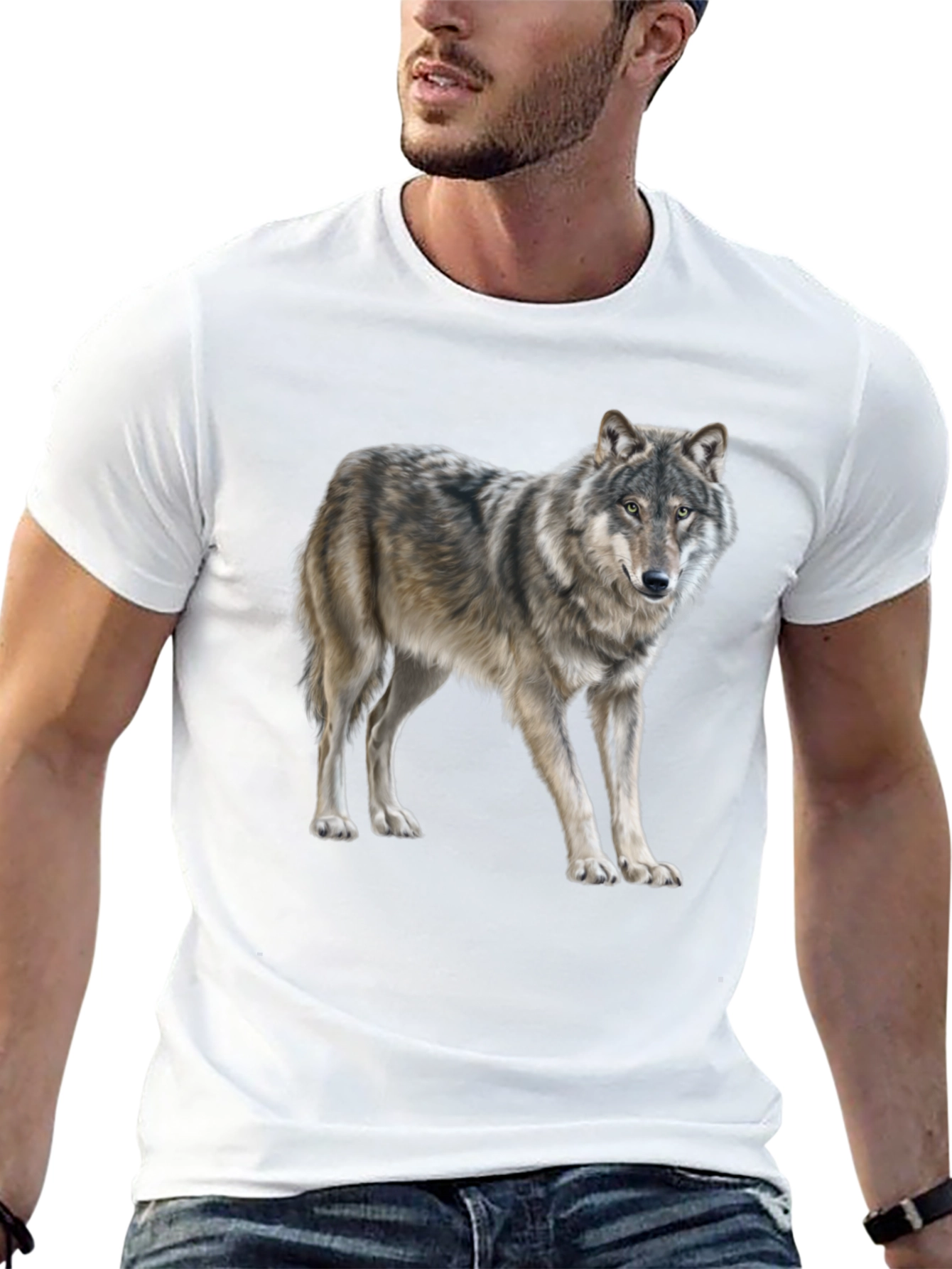 Wolf Graphic Print T-Shirt - Black