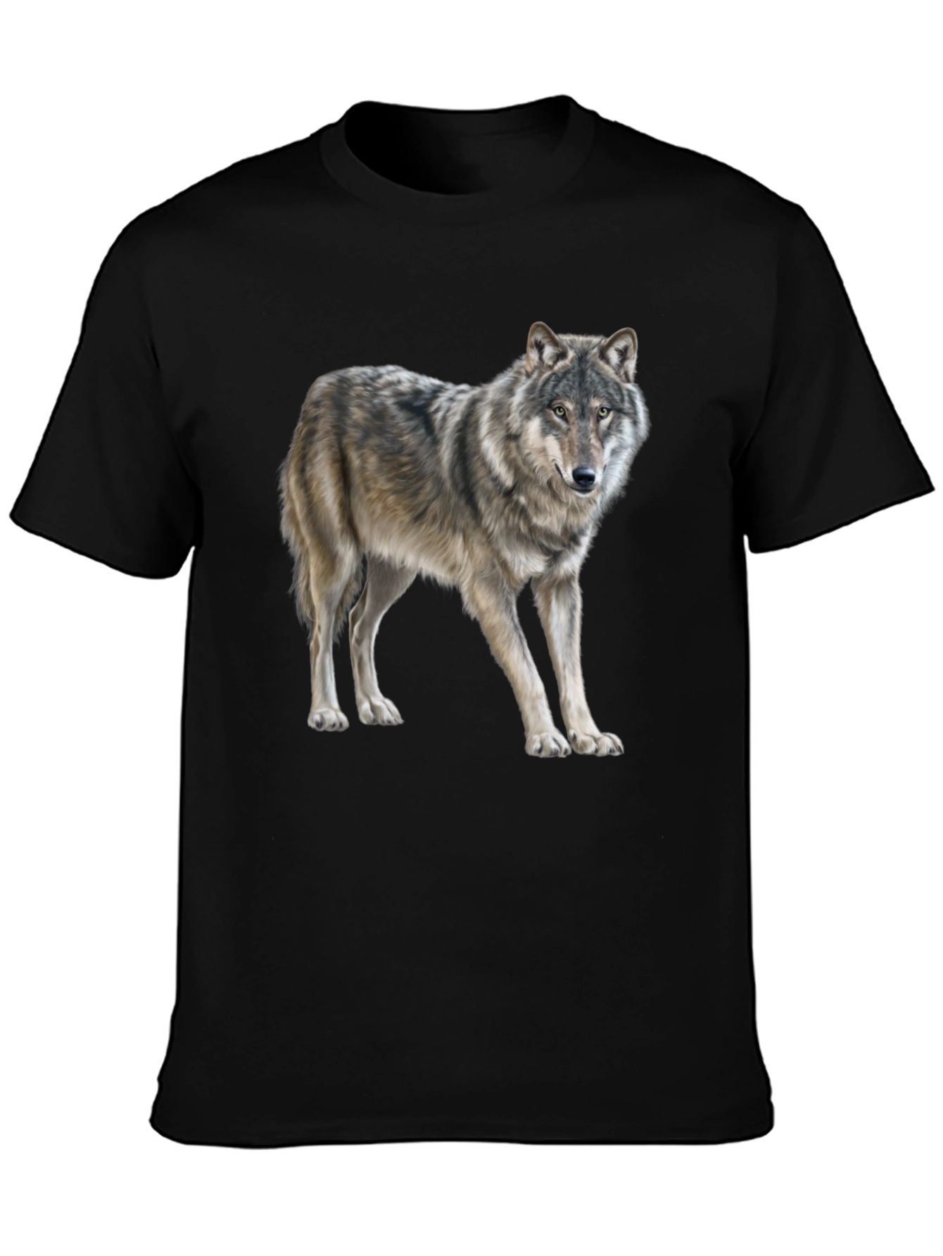 Wolf Graphic Print T-Shirt - Black