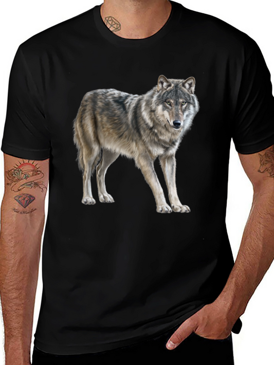 Wolf Graphic Print T-Shirt - Black