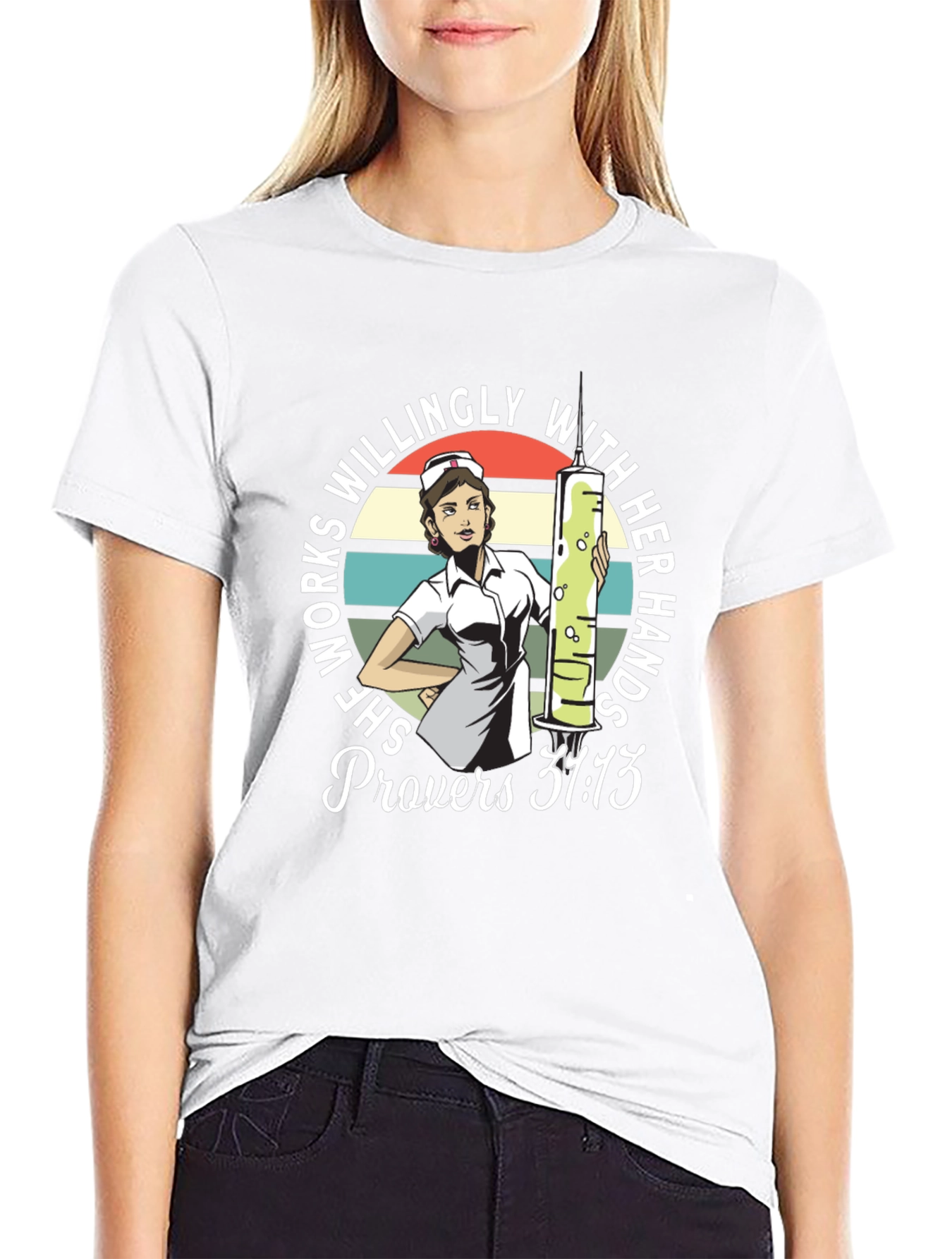 Nurse Proverbs 31:13 Graphic T-Shirt
