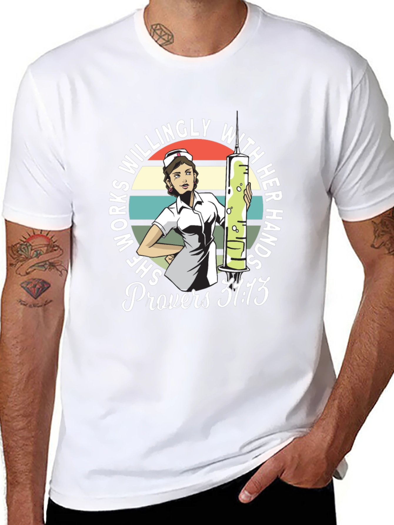 Nurse Proverbs 31:13 Graphic T-Shirt
