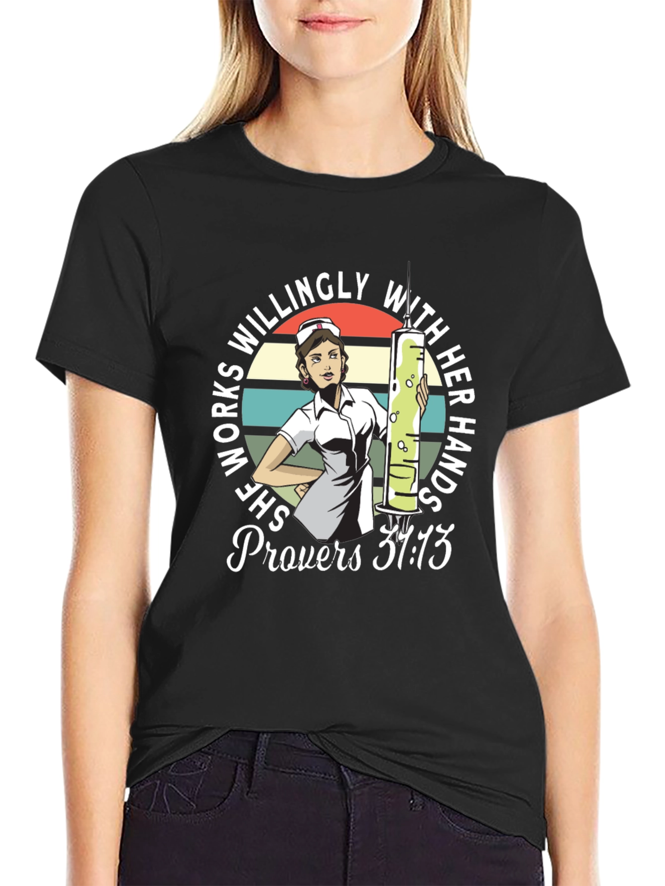 Nurse Proverbs 31:13 Graphic T-Shirt