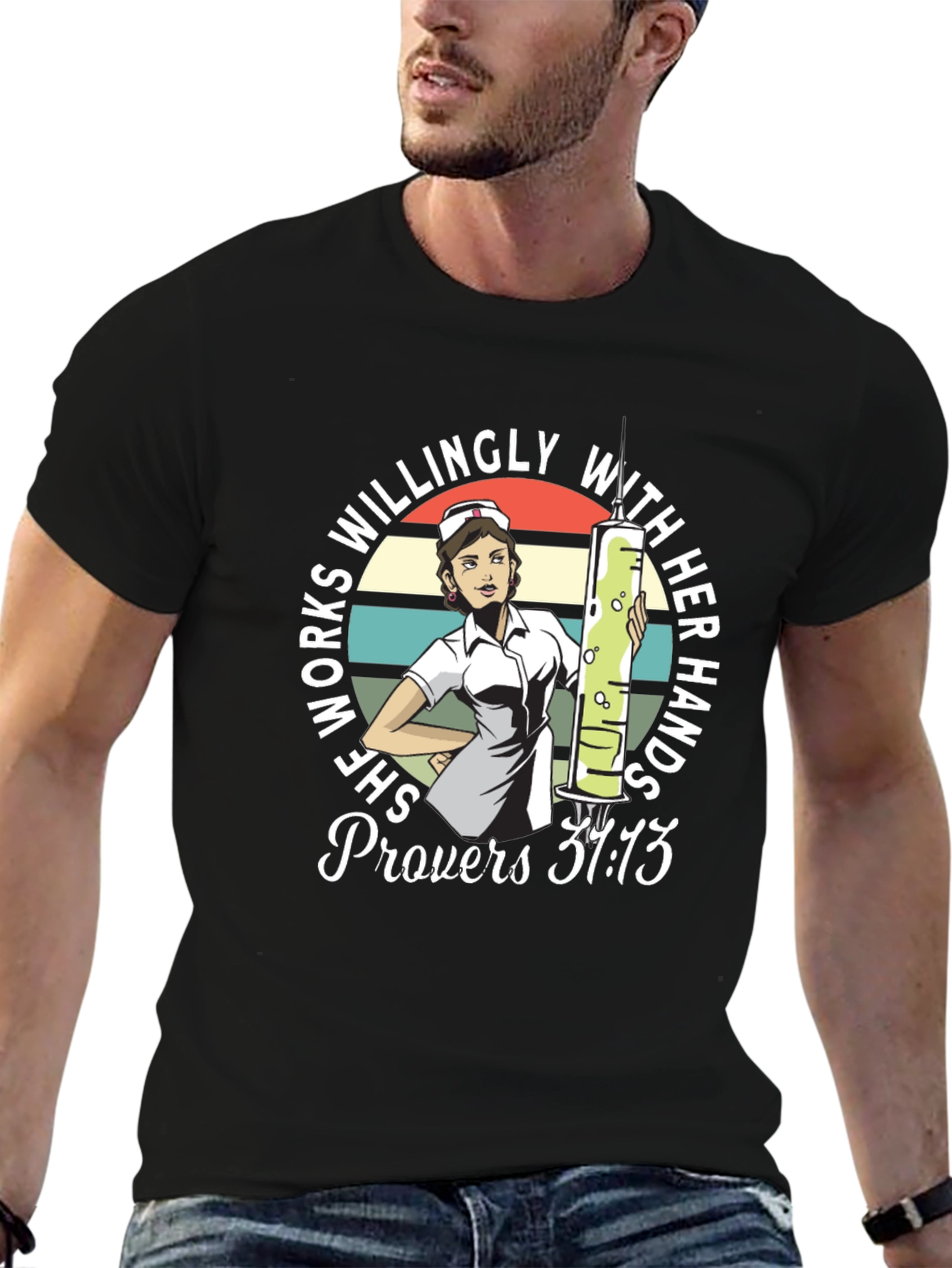 Nurse Proverbs 31:13 Graphic T-Shirt