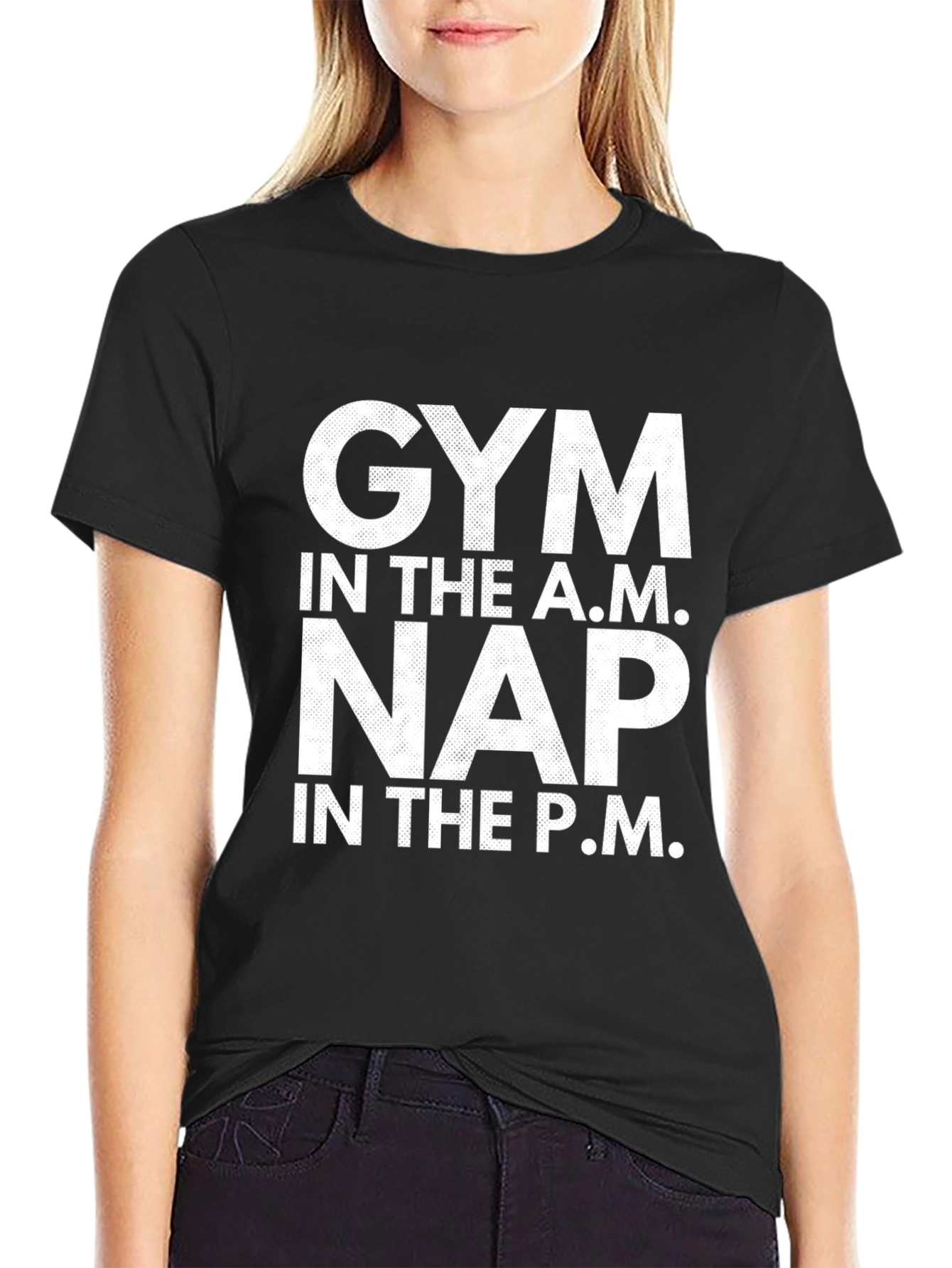 Gym and Nap Graphic Tee - Black Cotton T-Shirt
