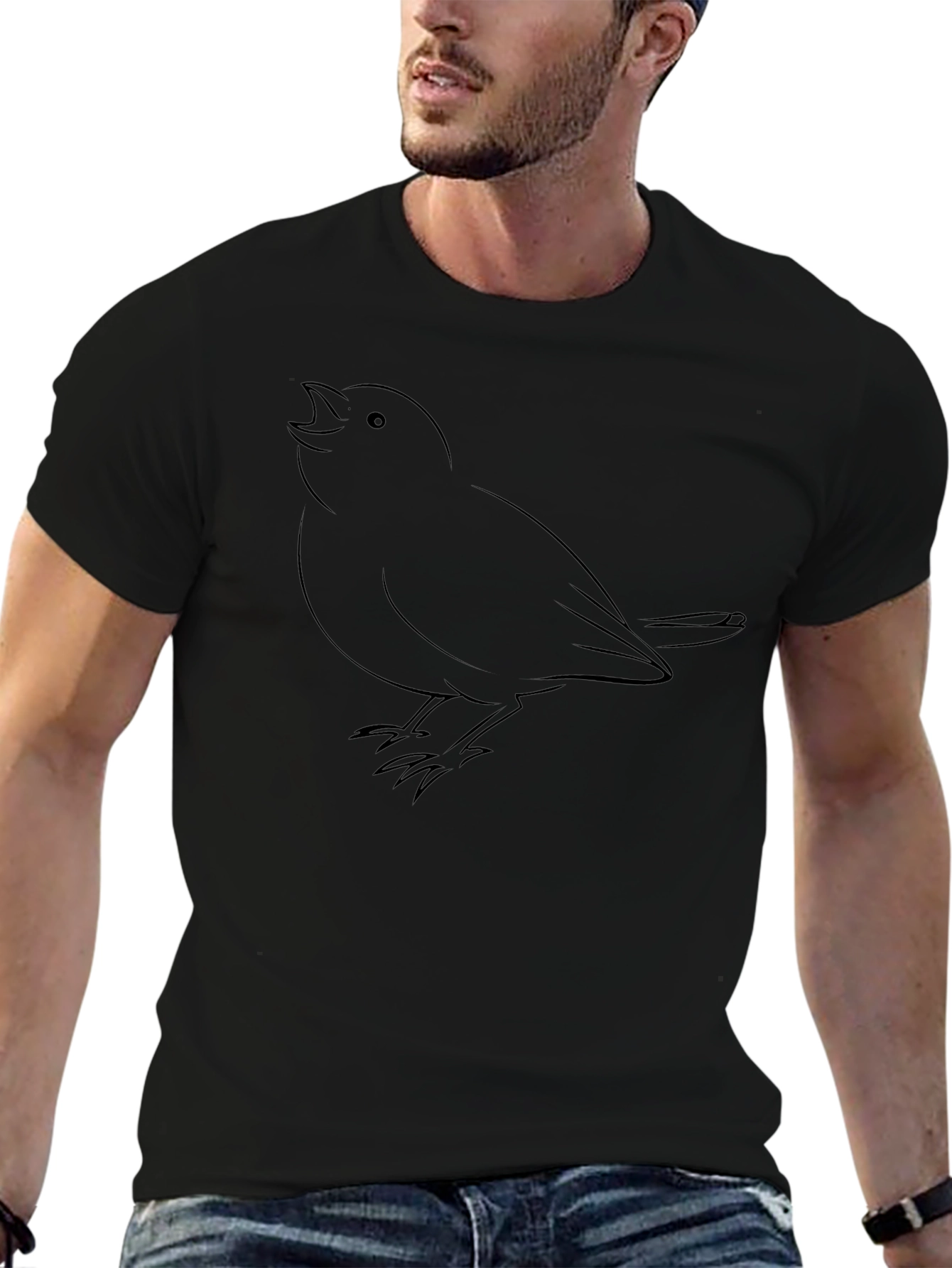 Bird Graphic Black Tee - Classic Fit