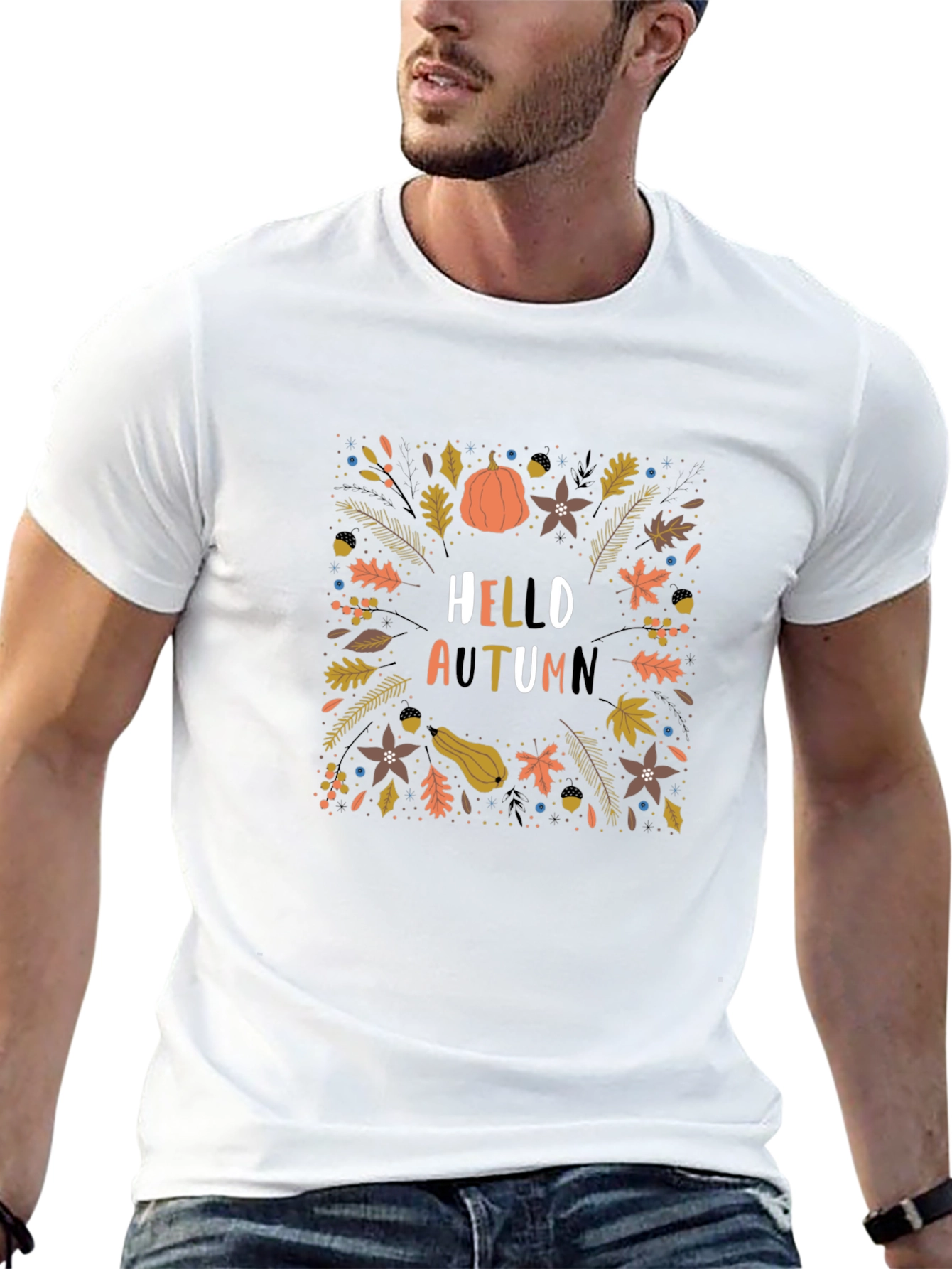 Hello Autumn Black Graphic Tee