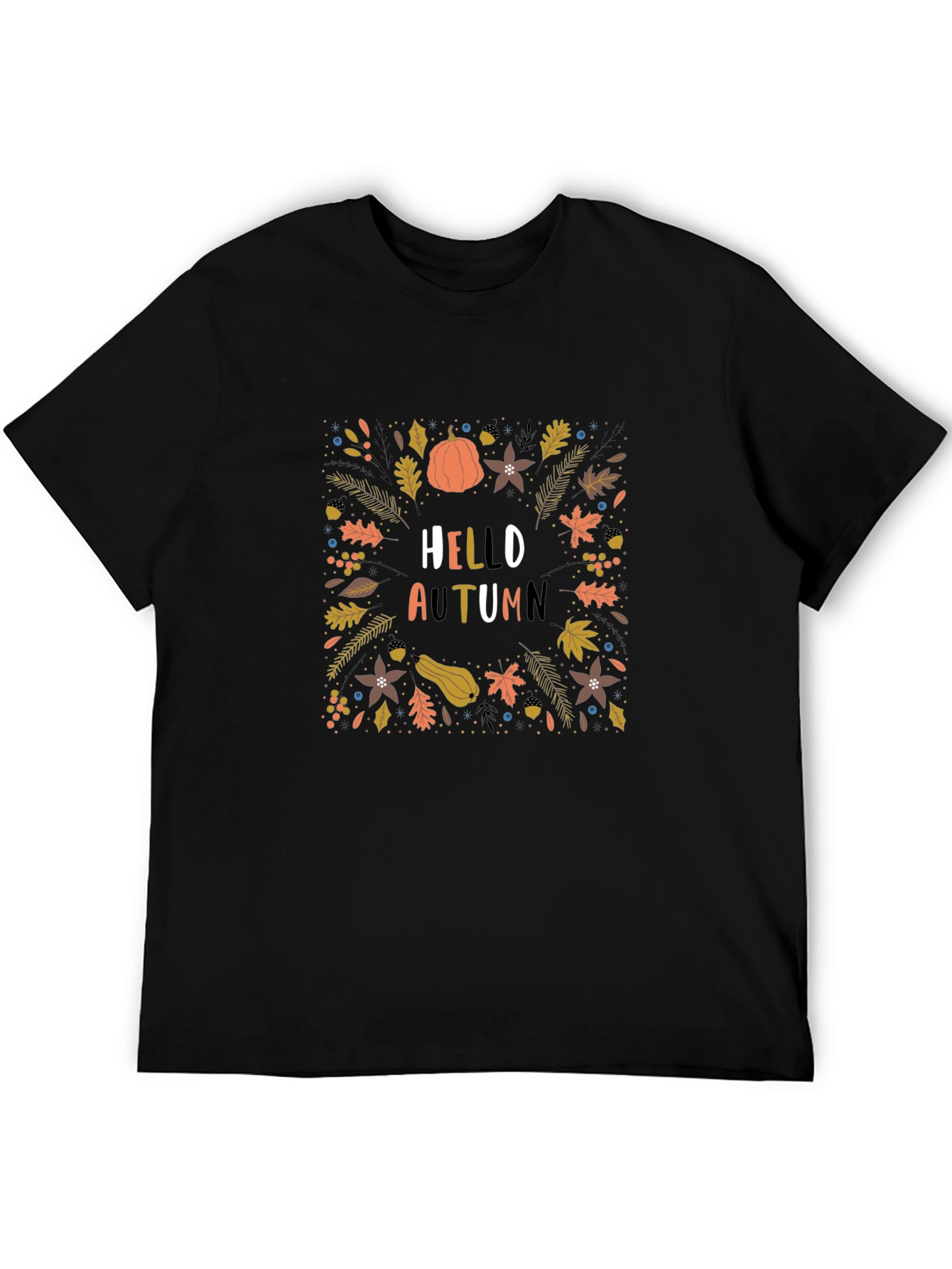 Hello Autumn Black Graphic Tee