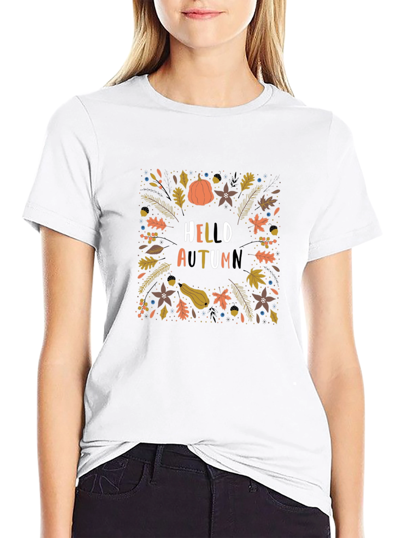 Hello Autumn Black Graphic Tee