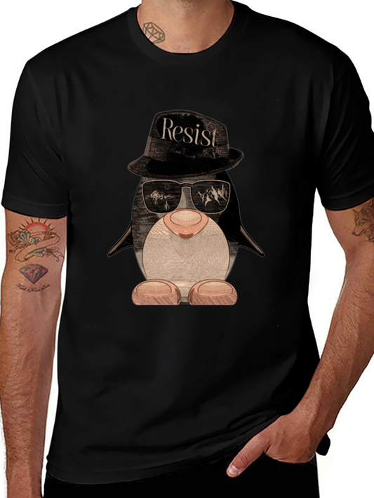 Resist Penguin T-Shirt - Novelty Graphic Tee