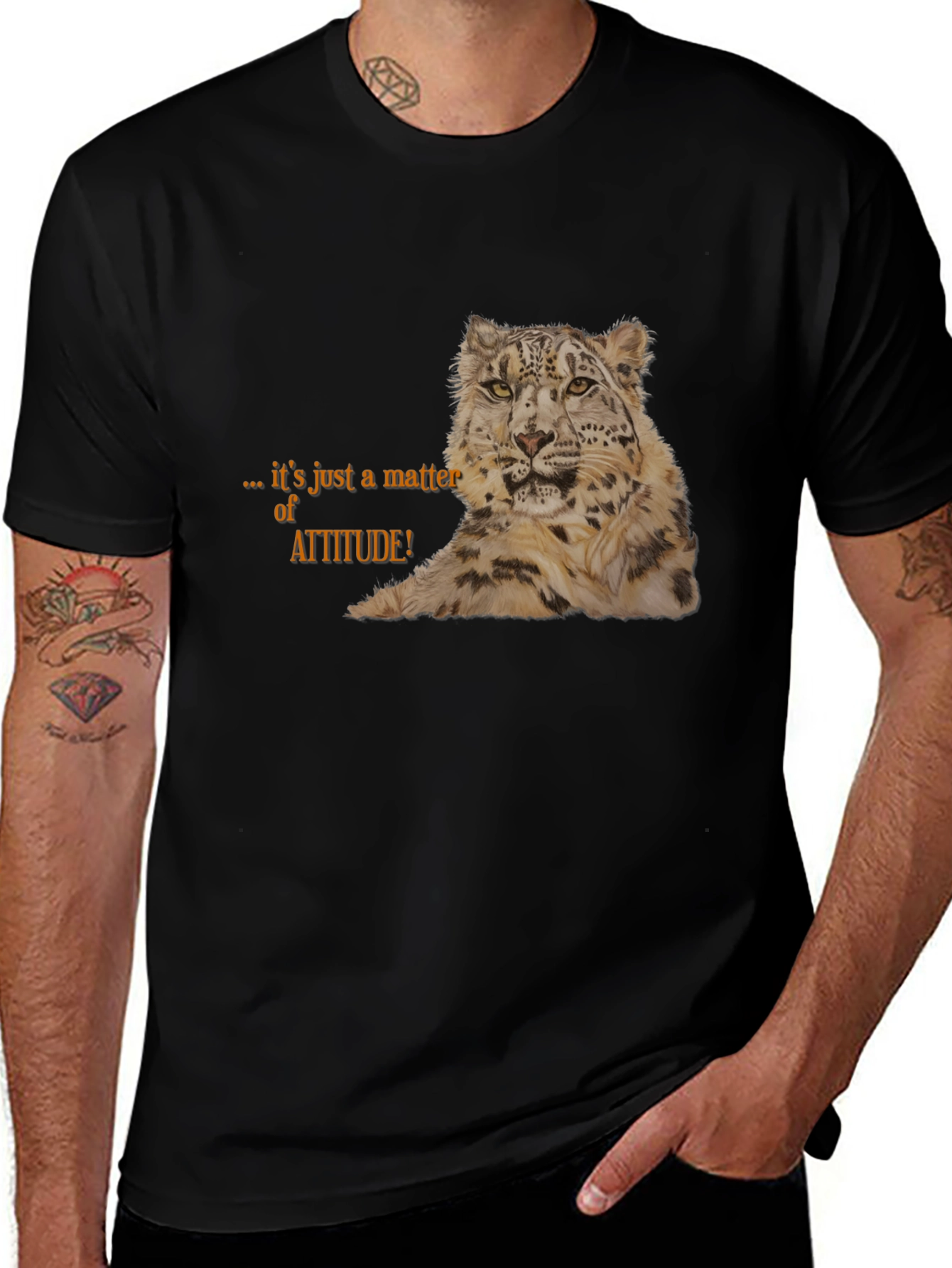 Attitude Snow Leopard Graphic Tee