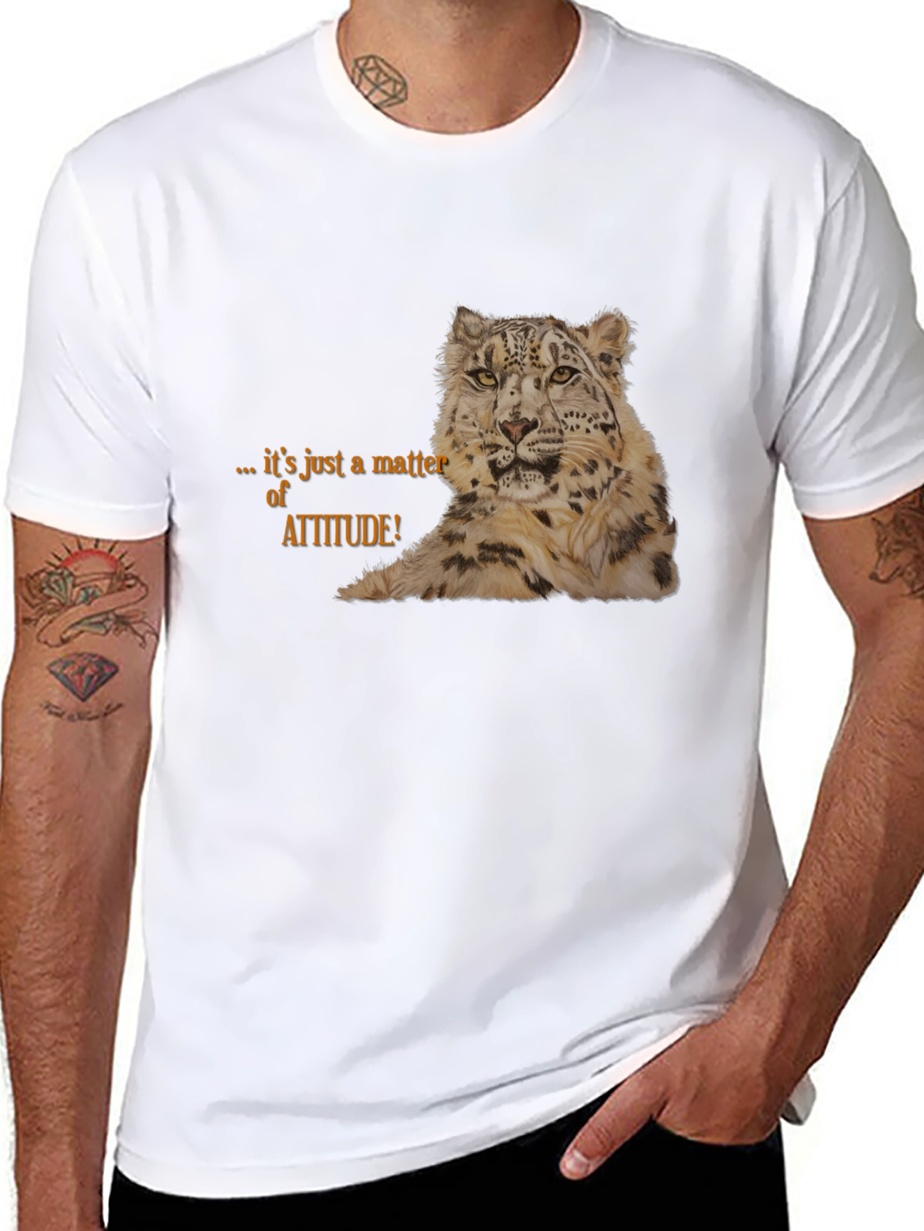 Attitude Snow Leopard Graphic Tee