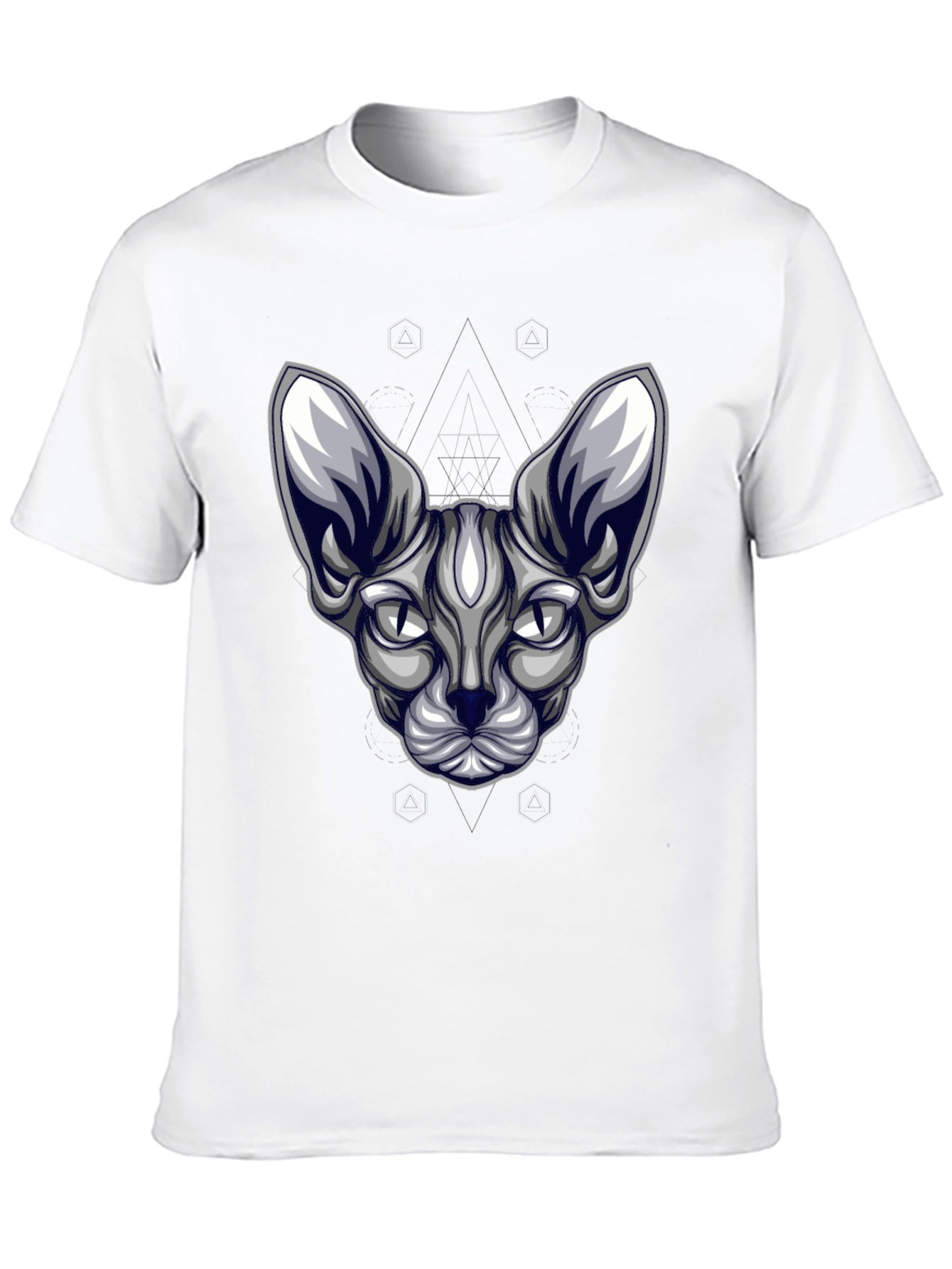 Sphynx Cat Head Graphic Tee - Unisex Black T-Shirt