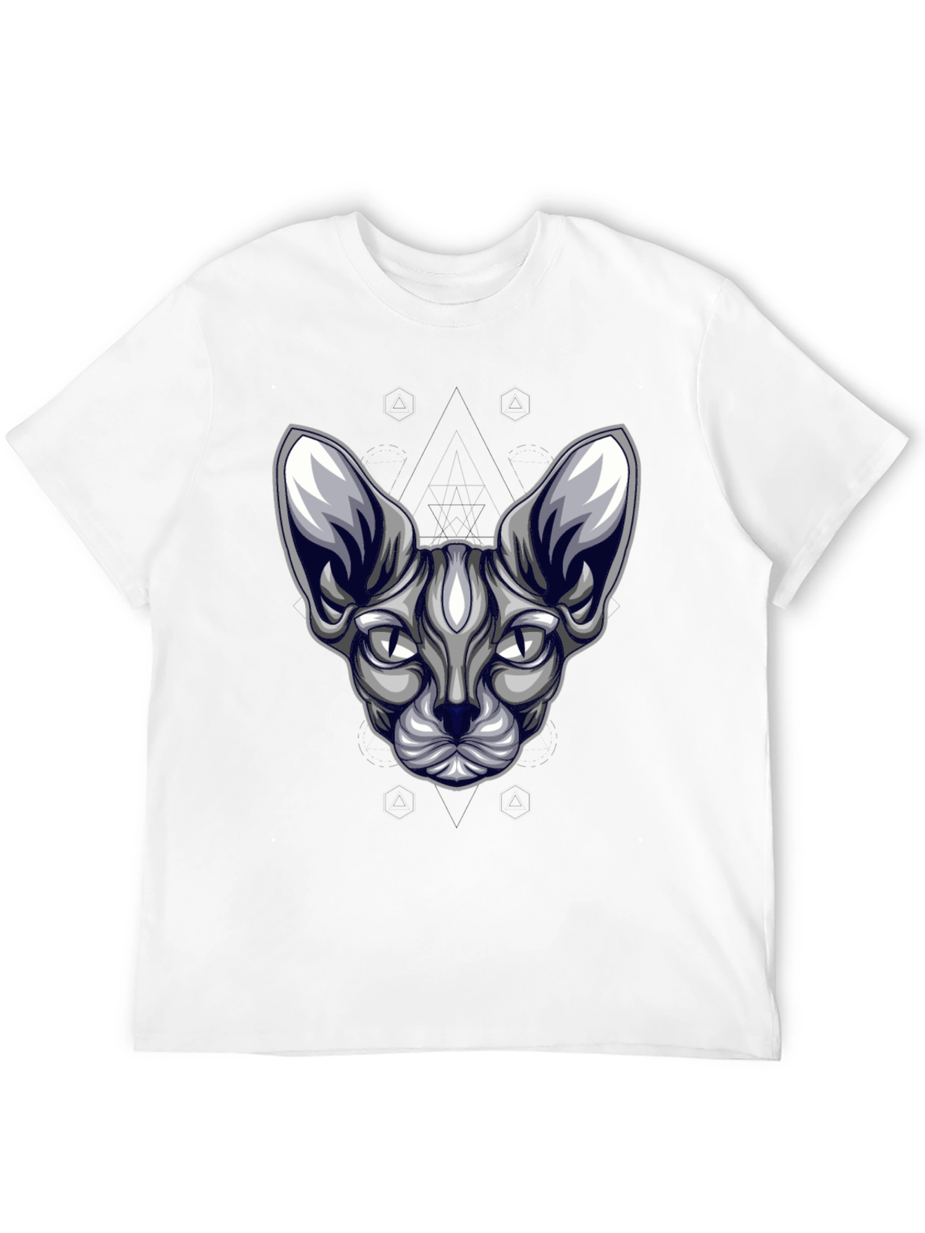 Sphynx Cat Head Graphic Tee - Unisex Black T-Shirt