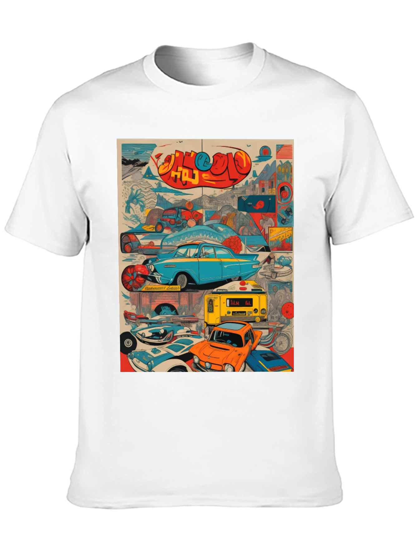 Retro Car Collage Graphic Tee