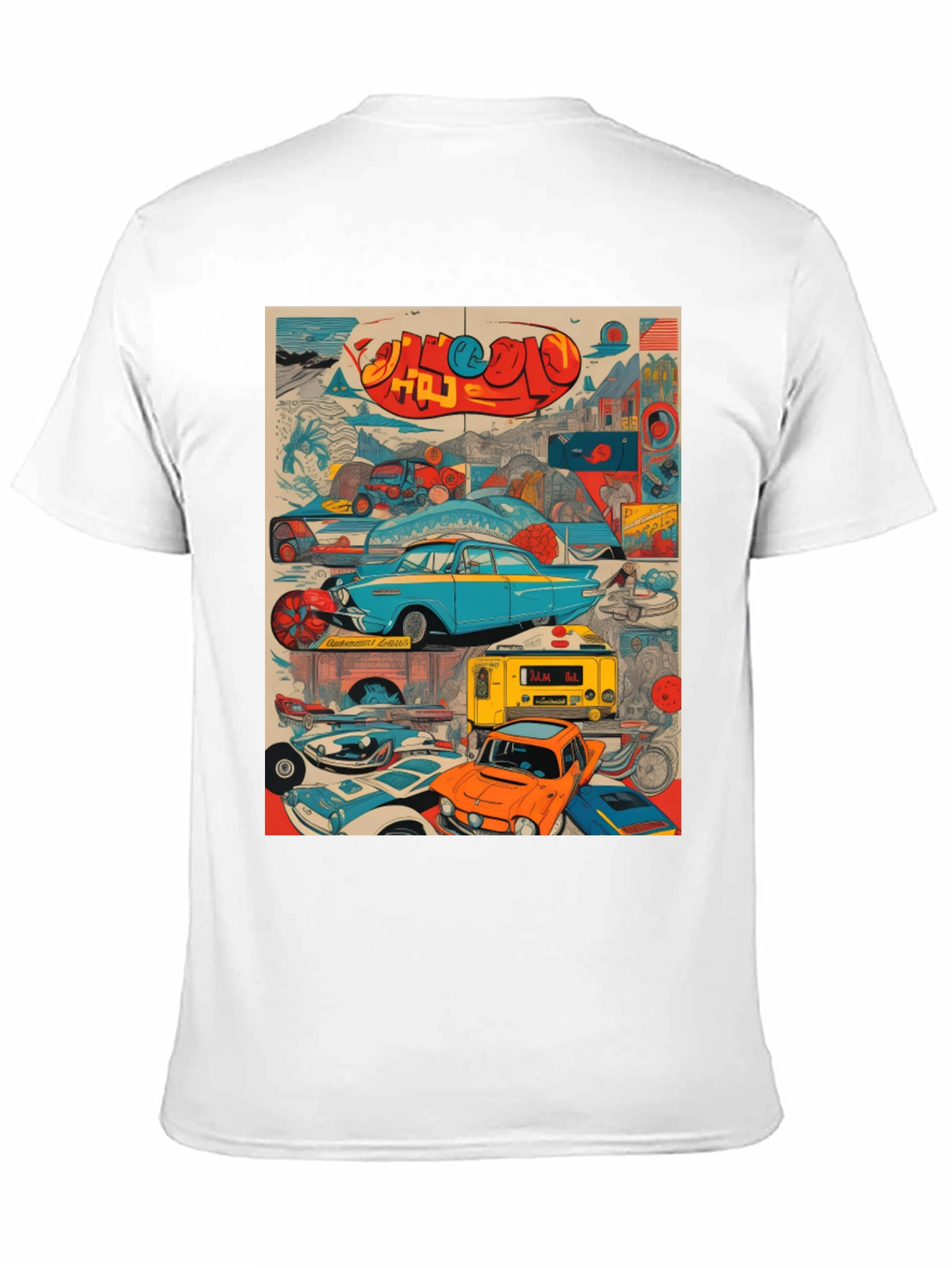 Retro Car Collage Graphic Tee