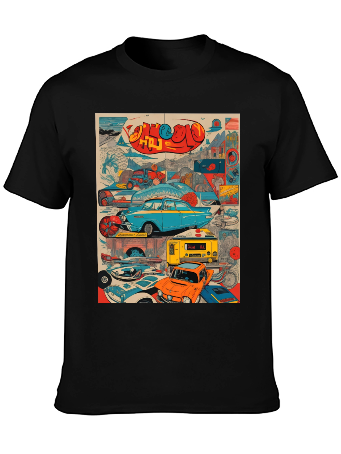 Retro Car Collage Graphic Tee