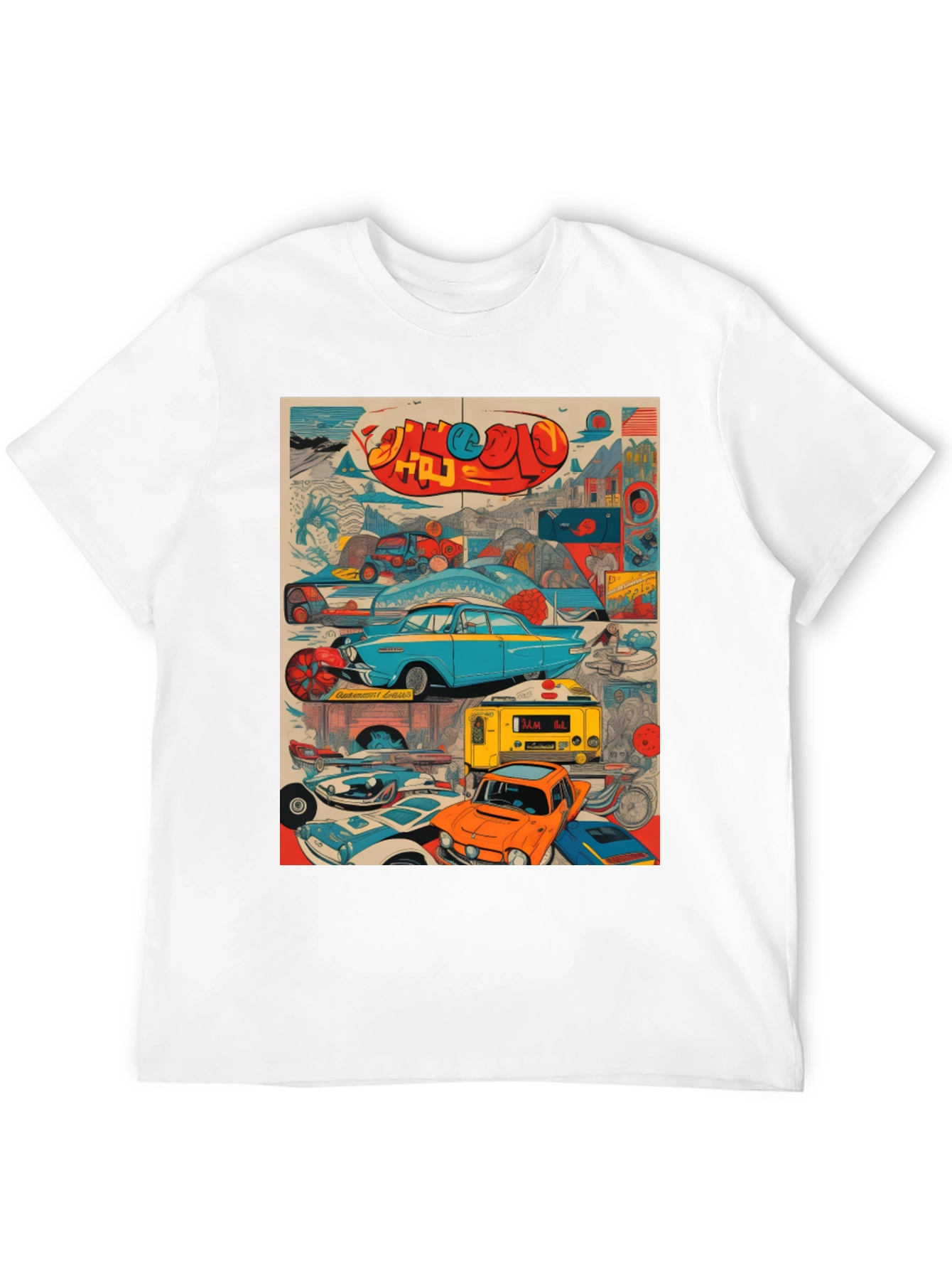 Retro Car Collage Graphic Tee
