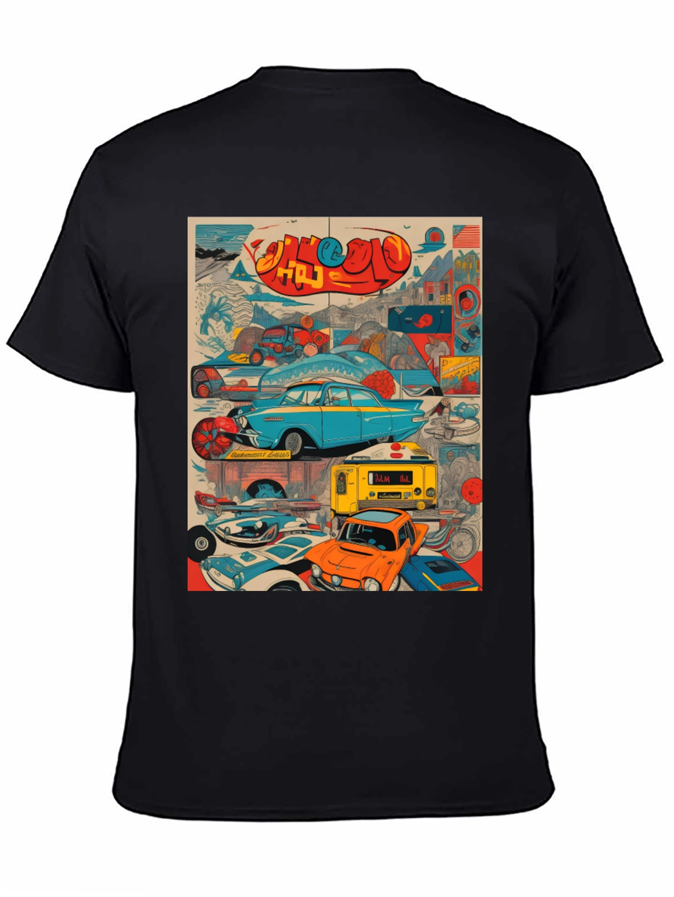 Retro Car Collage Graphic Tee