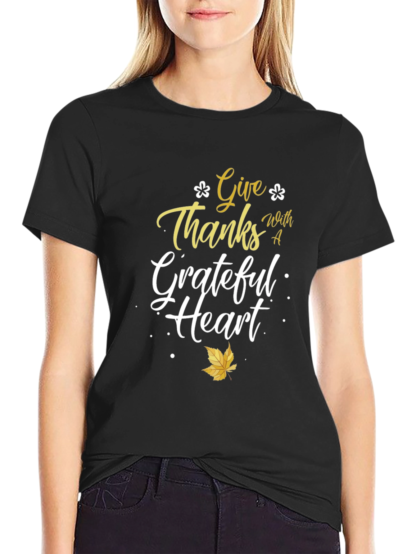 Give Thanks with a Grateful Heart Black T-Shirt